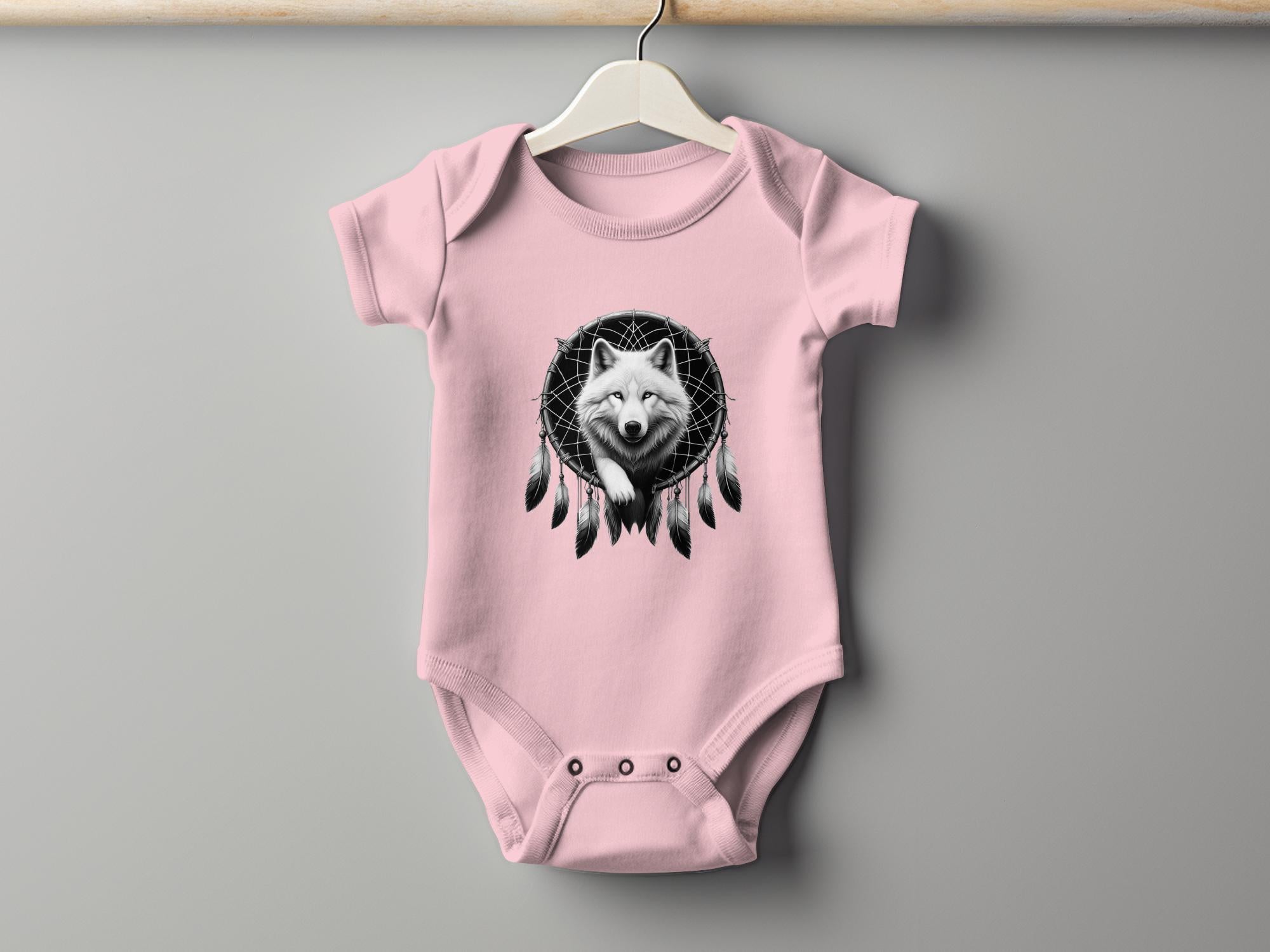 Dreamcatcher Wolf - Coloured Toddler Bodysuit Realistic Native American Talisman Unisex Mythology Tee Graphic Design