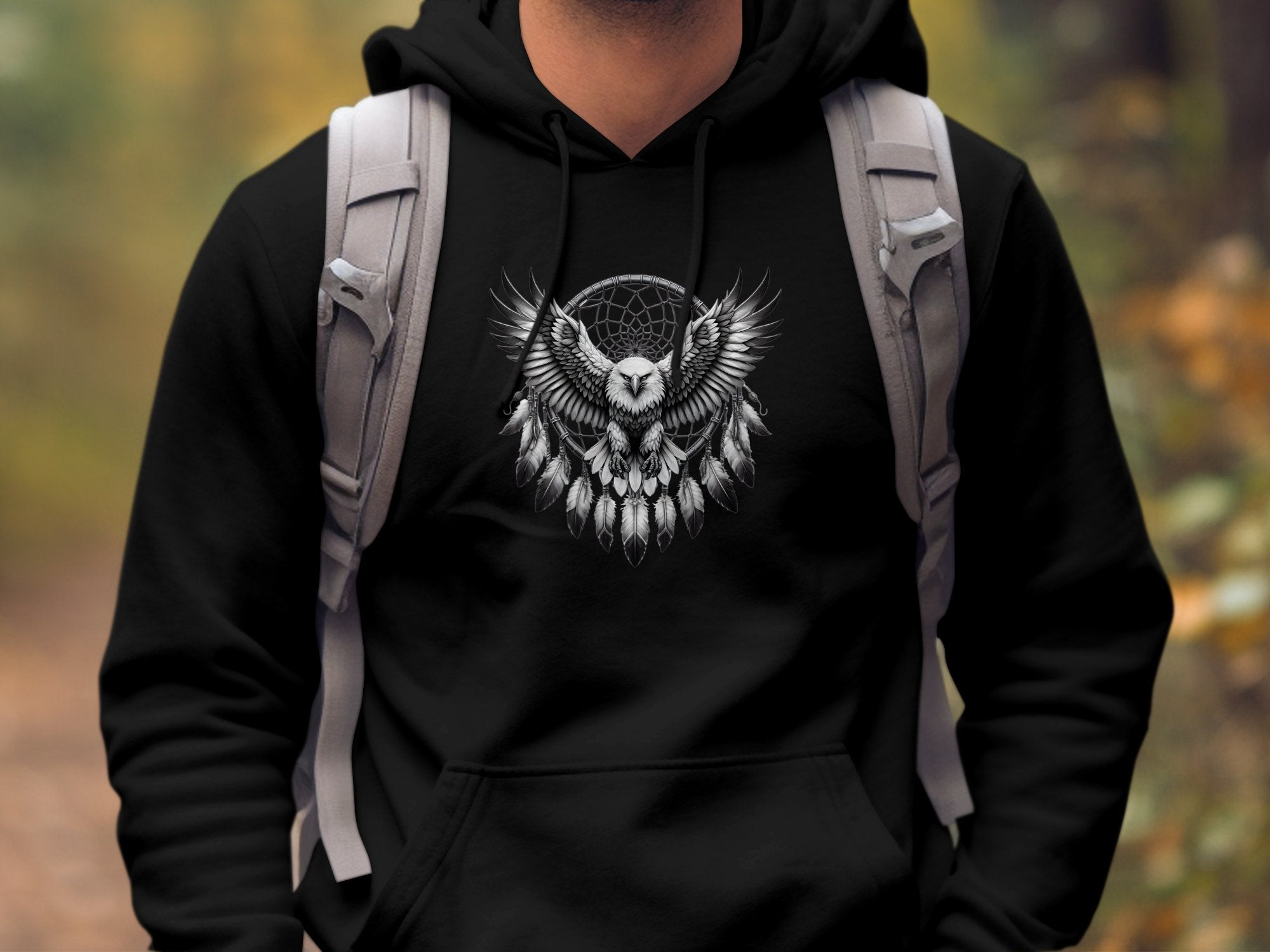 Dreamcatcher Eagle - Coloured Gildan Hoodie Realistic Native American Talisman Unisex Mythology Tee Graphic Design