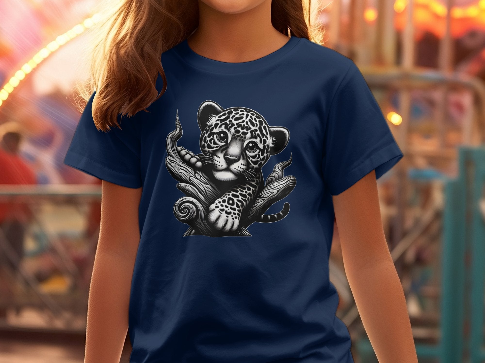 Leopard Bonsai - Coloured Gildan Kids T-Shirt Realistic Animal Talisman Unisex Cute Tee Graphic Design