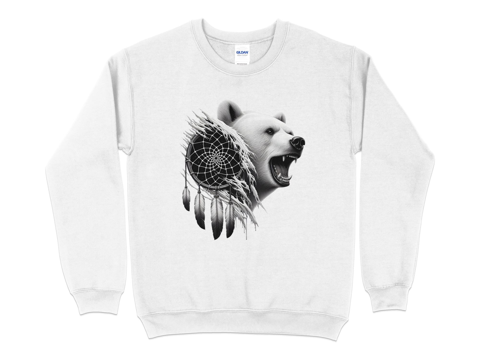 Dreamcatcher Bear - Coloured Gildan Sweatshirt Realistic Native American Talisman Unisex Mythology Tee Graphic Design