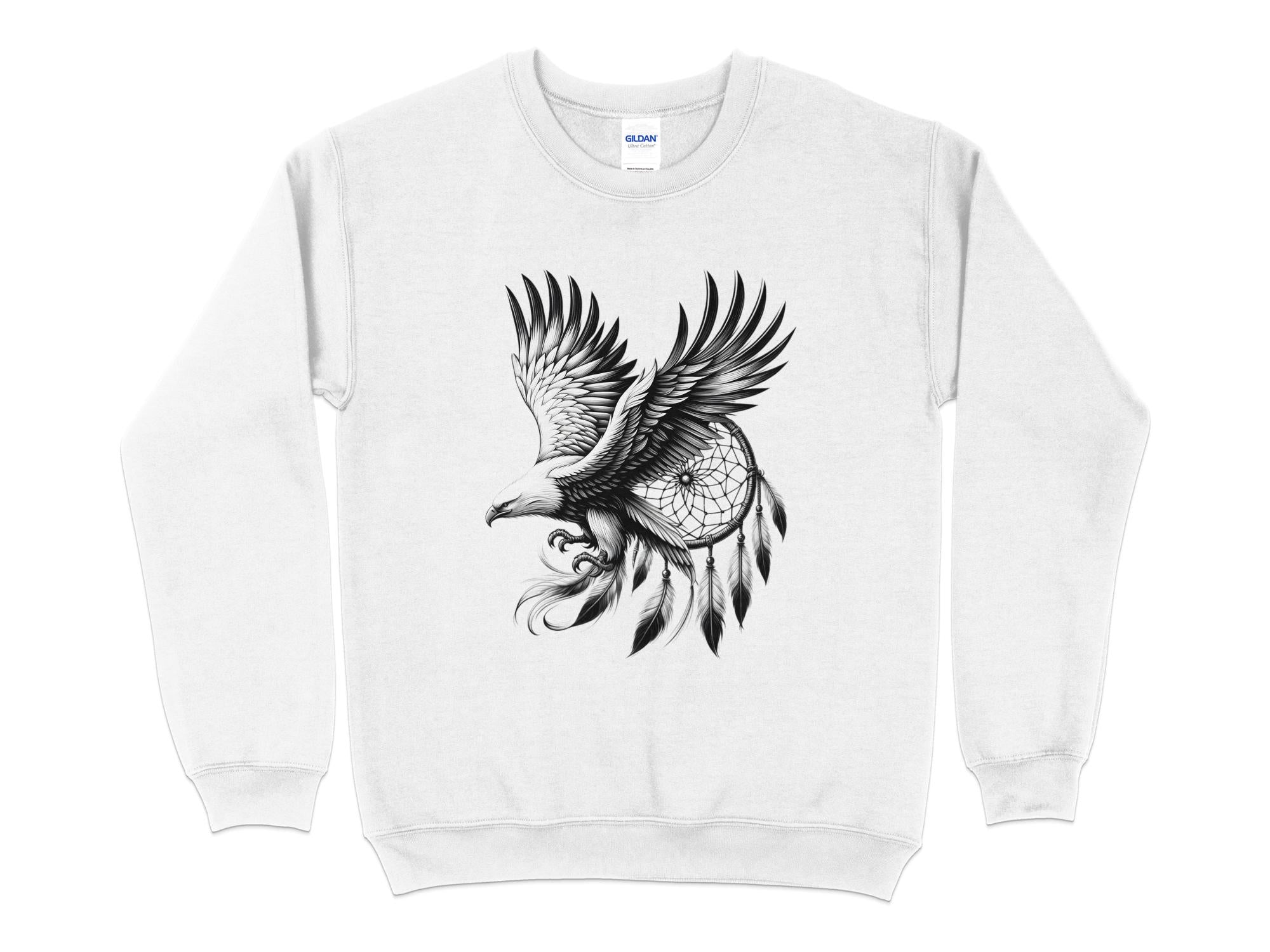 Dreamcatcher Eagle - Coloured Gildan Sweatshirt Realistic Native American Talisman Unisex Mythology Tee Graphic Design