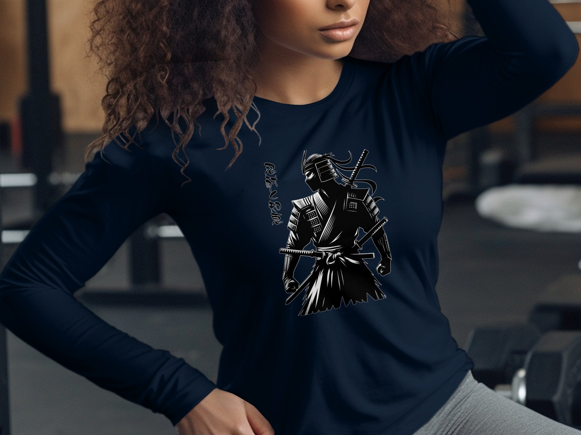 Samurai Ninja - Coloured Gildan Long Sleeve Japanese Talisman Unisex Cultural Symbolic Graphic Design