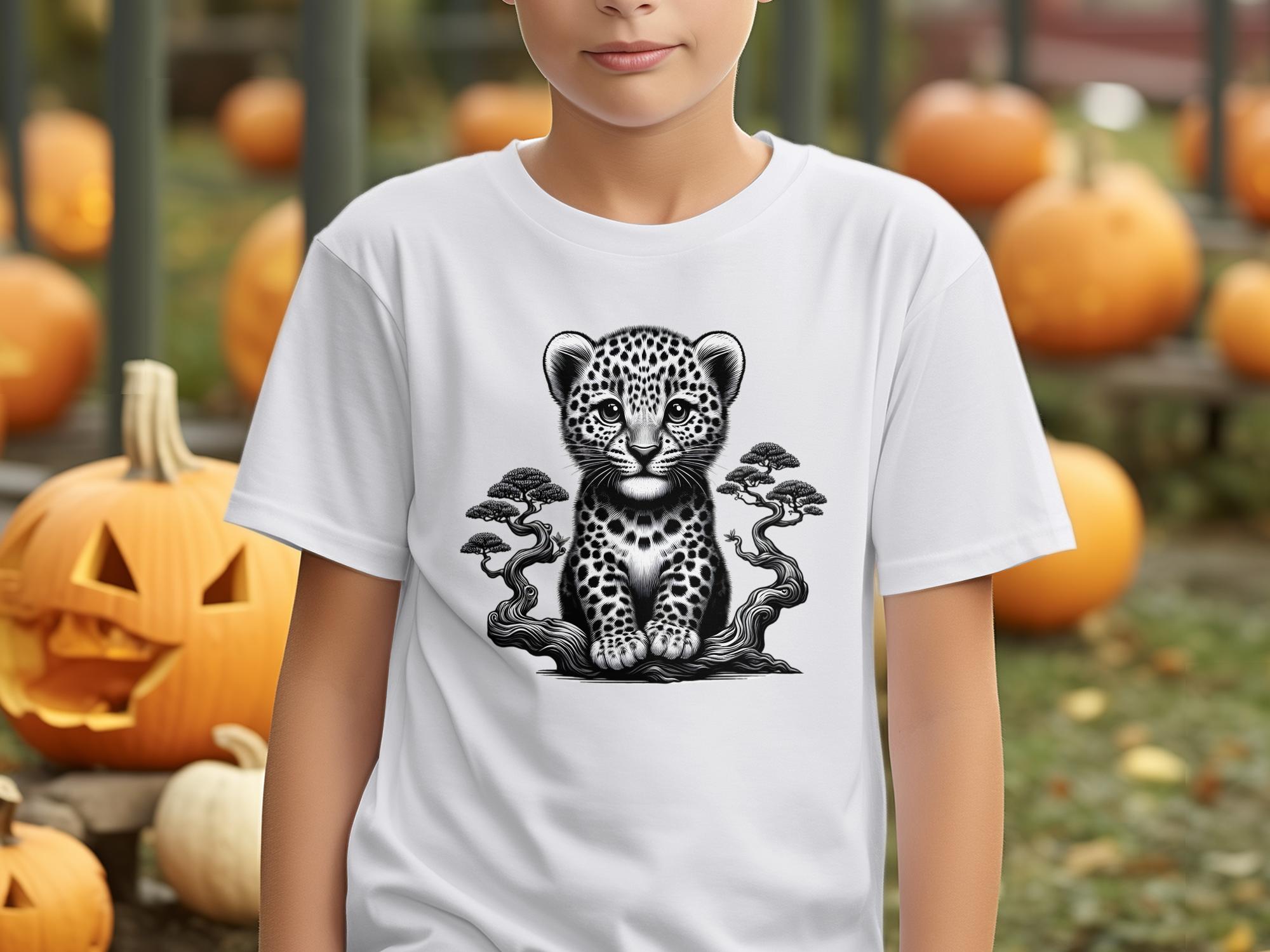 Leopard Bonsai - Coloured Gildan Kids T-Shirt Realistic Animal Talisman Unisex Cute Tee Graphic Design