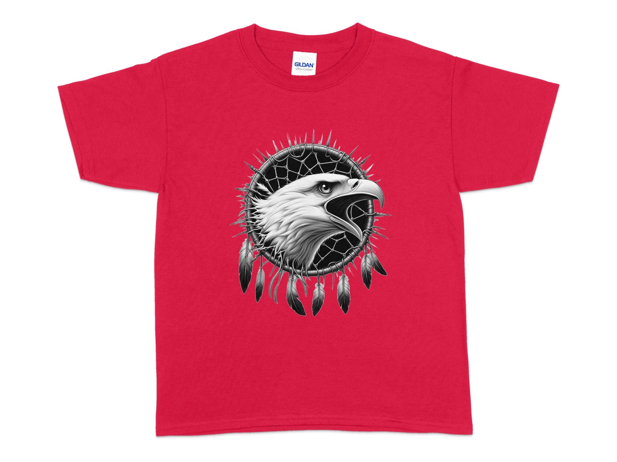 Dreamcatcher Eagle - Coloured Gildan Kids T-Shirt Realistic Native American Talisman Unisex Mythology Tee Graphic Design