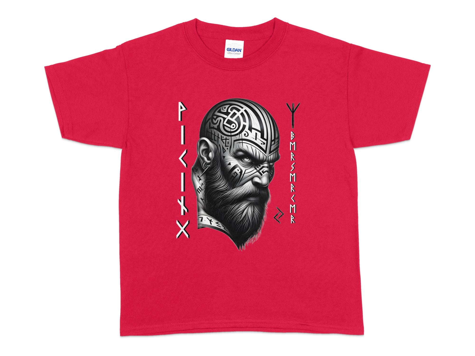 Viking Focus - Coloured Gildan Kids T-Shirt Realistic Norse Talisman Unisex Valhalla Tee Graphic Design