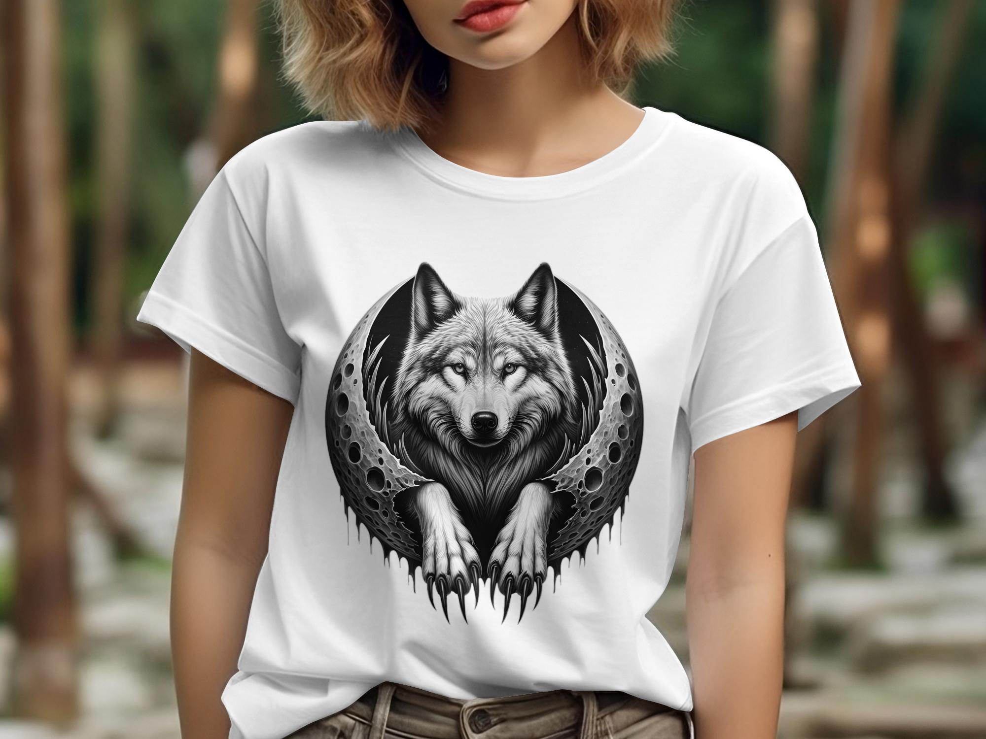 Moon Wolf - Coloured Gildan T-Shirt Realistic Animal Talisman Unisex Mythology Tee Graphic Design