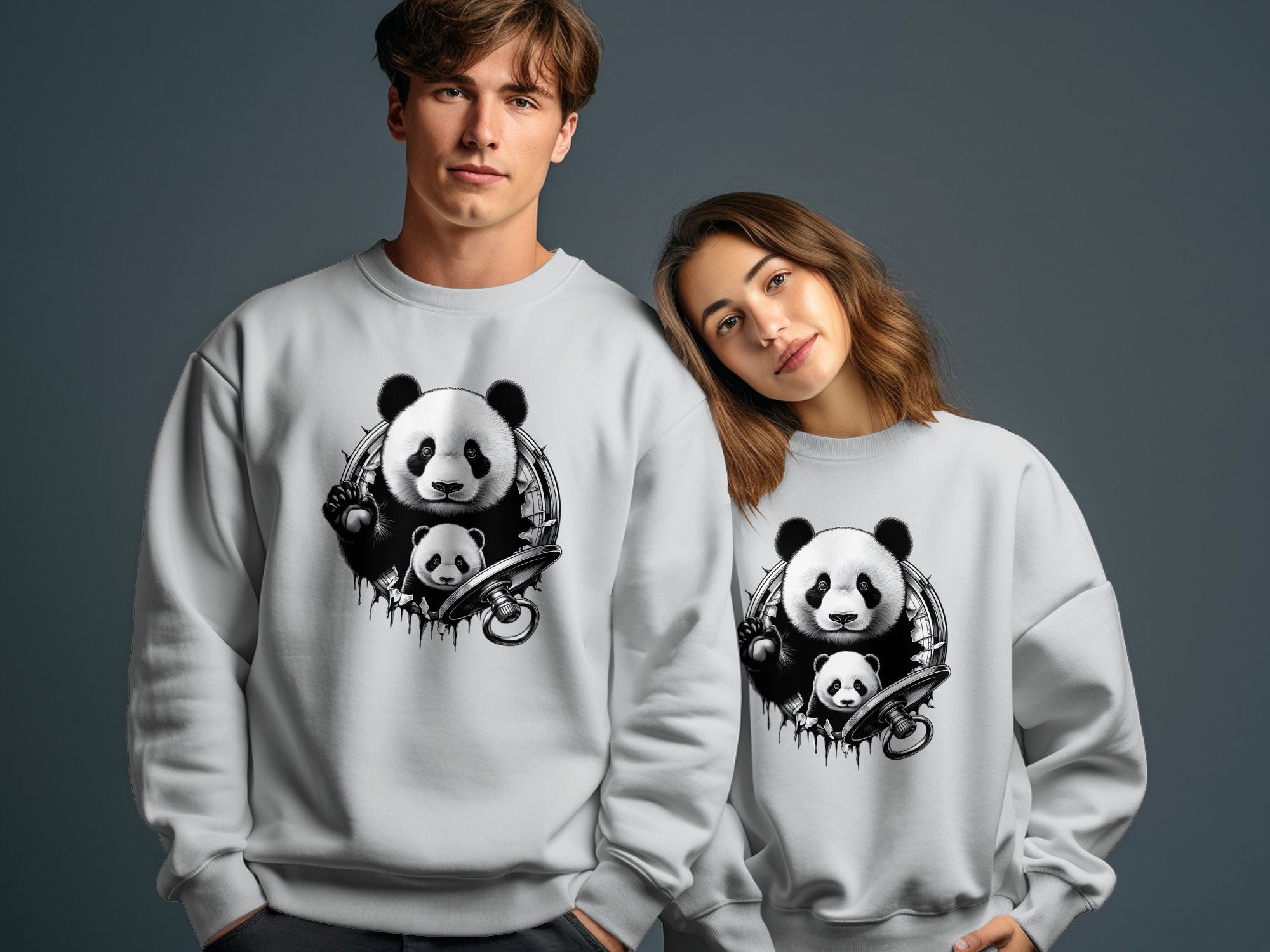 Panda - Coloured Gildan Sweatshirt Realistic Animal Talisman Unisex Cute Tee Graphic Design