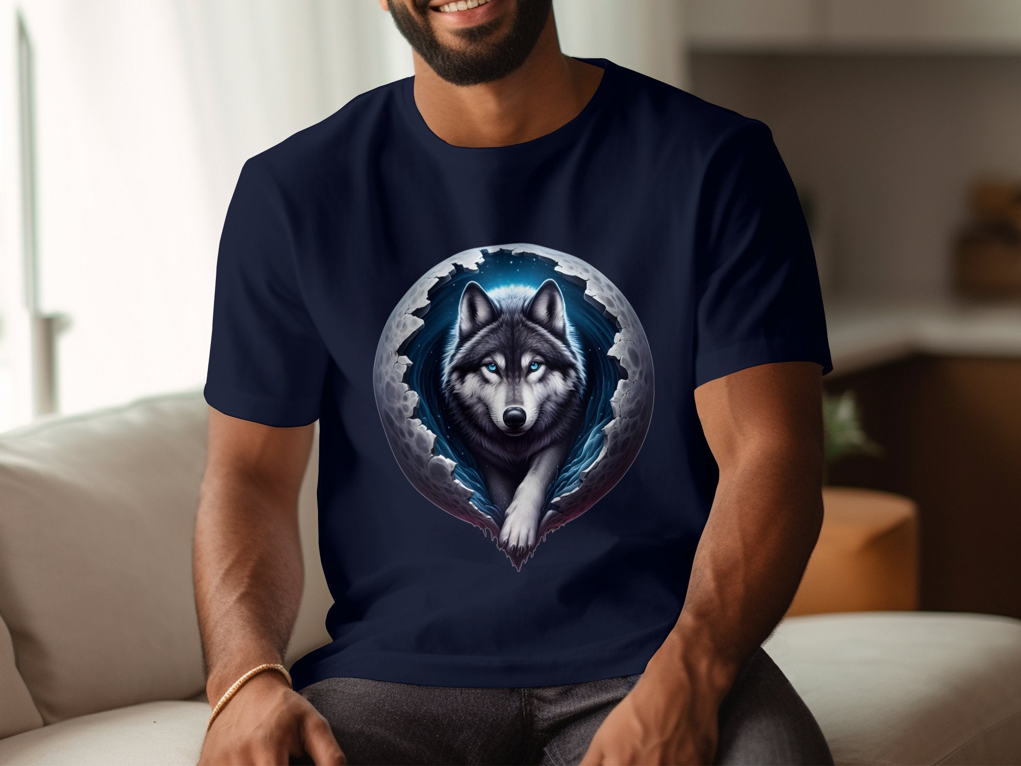 Moon Wolf - T-Shirt Realistic Full Colour Animal Talisman Unisex Mythology Tee Gildan Graphic Design