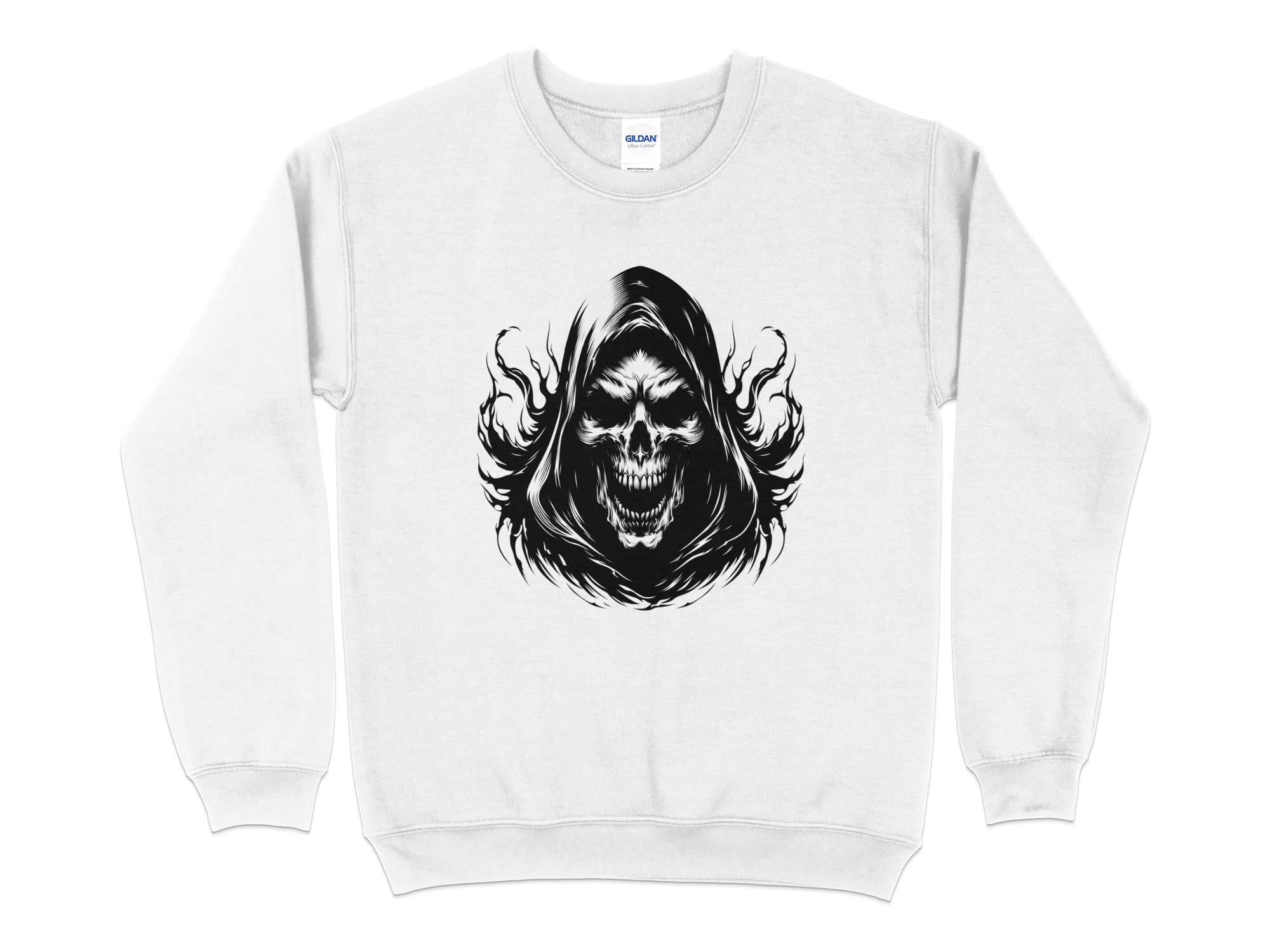 Grim Reaper - Black White Gildan Sweatshirt Commemorative Talisman Unisex Tee Graphic Design