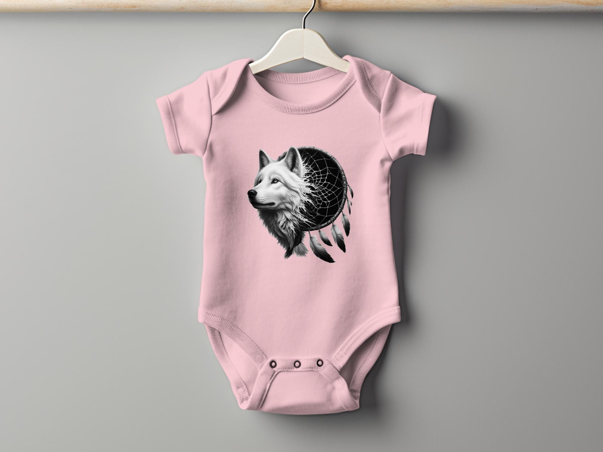 Dreamcatcher Wolf - Coloured Toddler Bodysuit Realistic Native American Talisman Unisex Mythology Tee Graphic Design