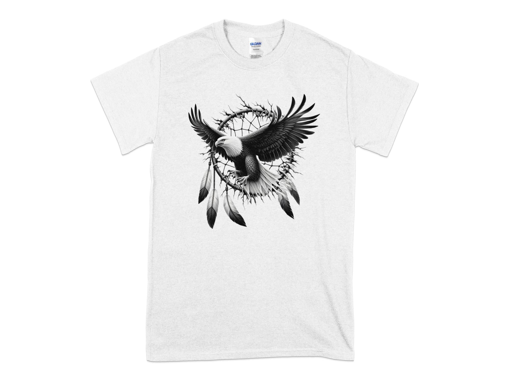 Dreamcatcher Eagle - Coloured Gildan T-Shirt Realistic Native American Talisman Unisex Mythology Tee Graphic Design