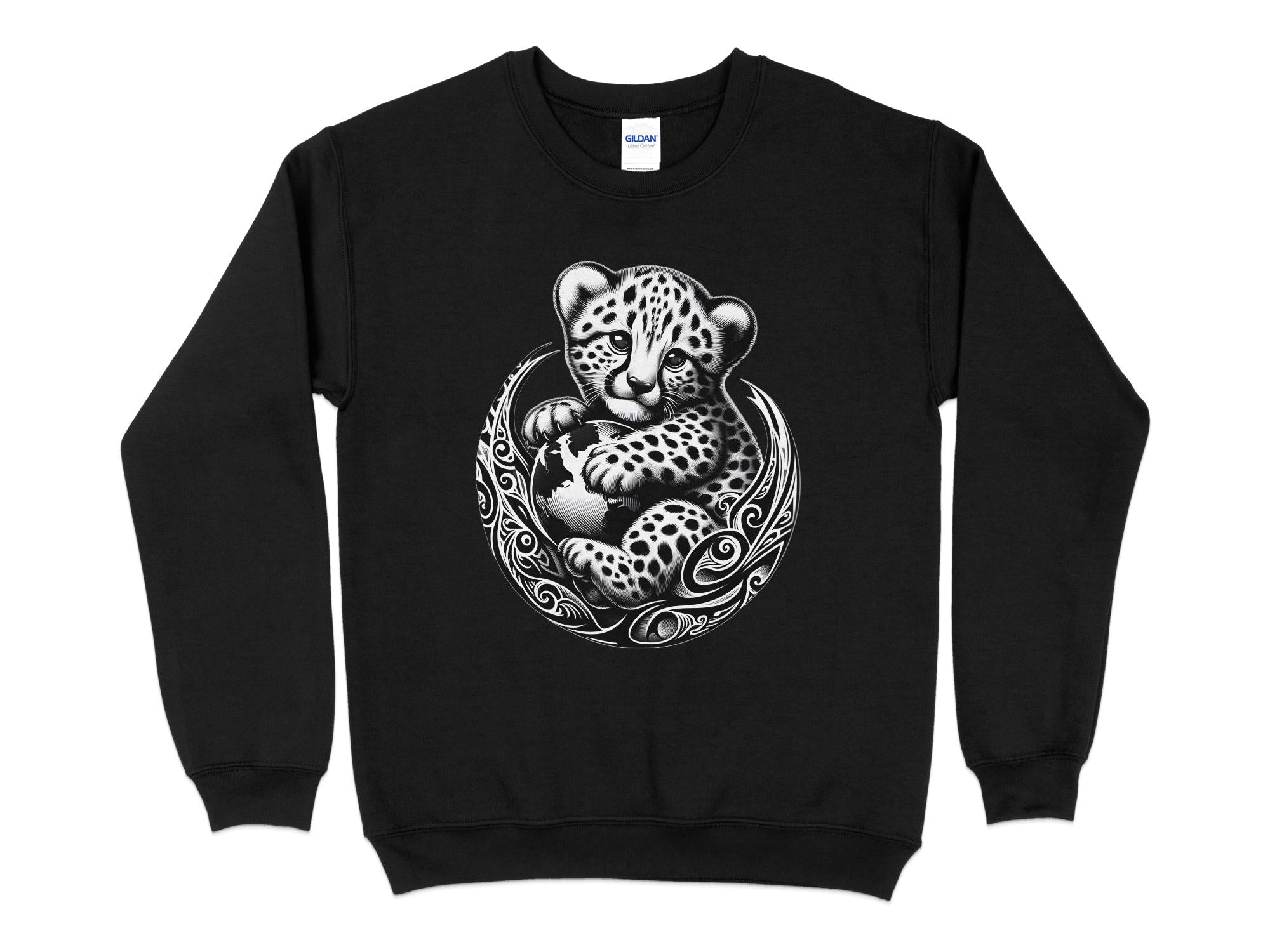 Cheetah World - Coloured Gildan Sweatshirt Realistic Animal Talisman Unisex Cute Tee Graphic Design