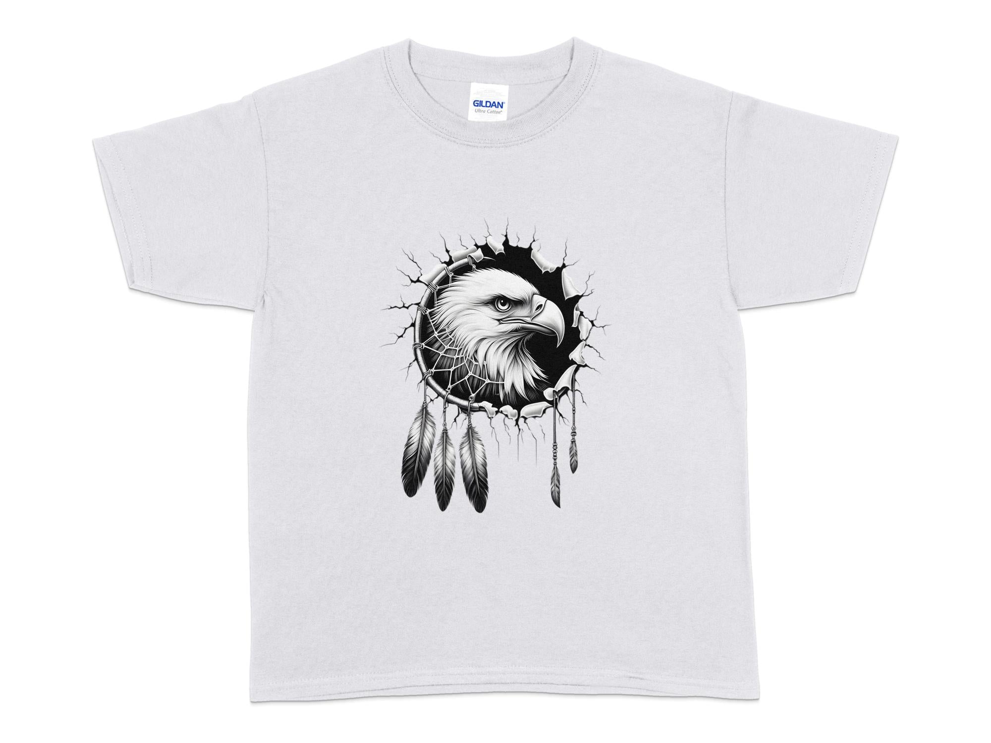 Dreamcatcher Eagle - Coloured Gildan Kids T-Shirt Realistic Native American Talisman Unisex Mythology Tee Graphic Design