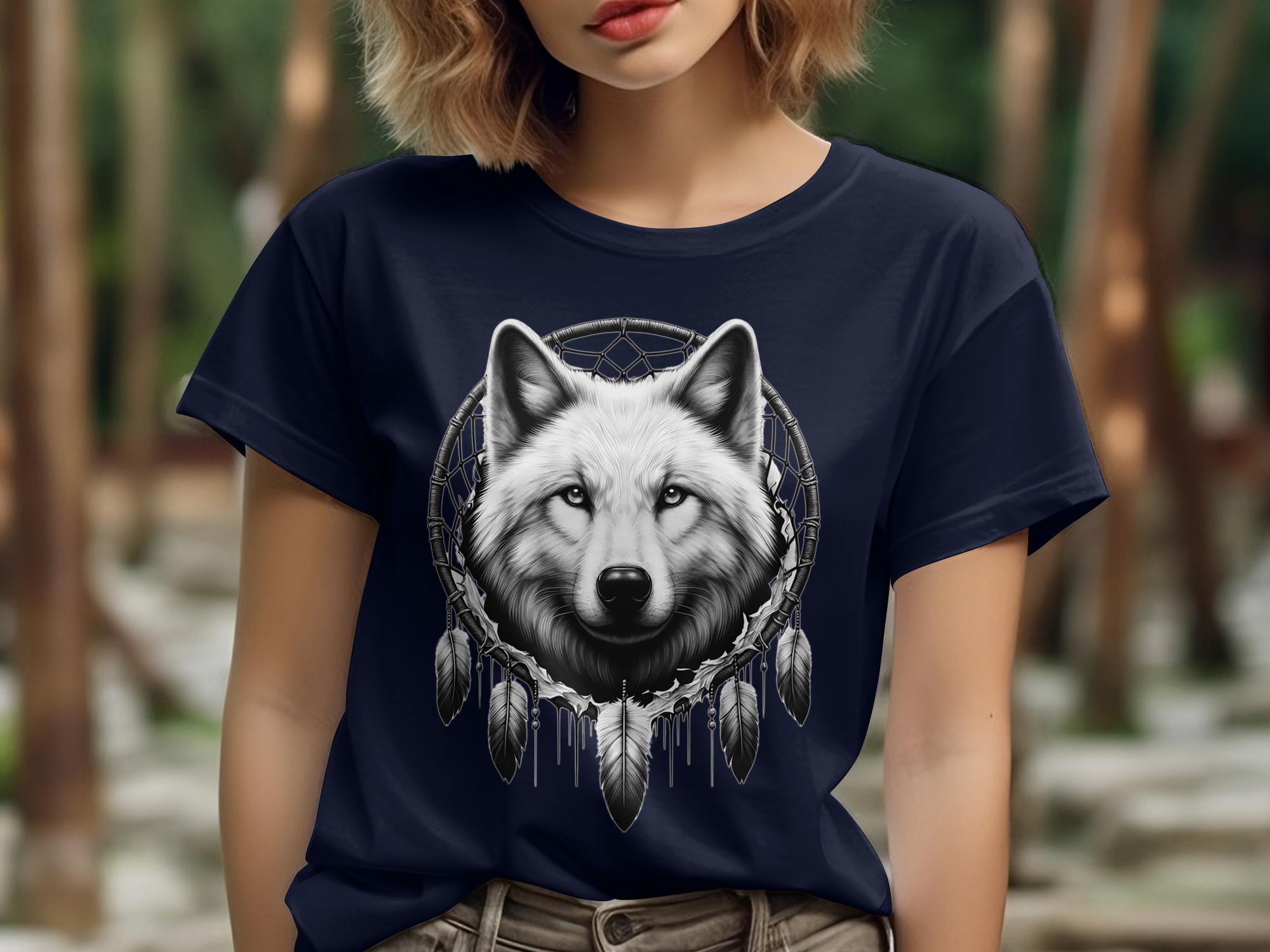 Dreamcatcher Wolf - Coloured Gildan T-Shirt Realistic Native American Talisman Unisex Mythology Tee Graphic Design