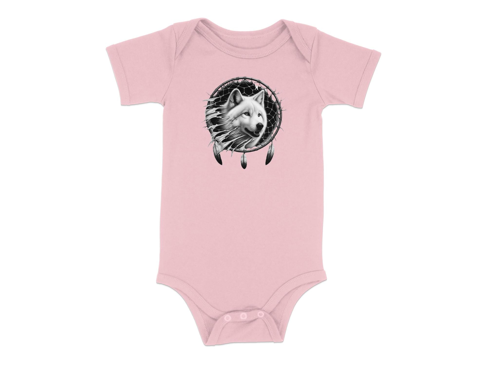 Dreamcatcher Wolf - Coloured Toddler Bodysuit Realistic Native American Talisman Unisex Mythology Tee Graphic Design