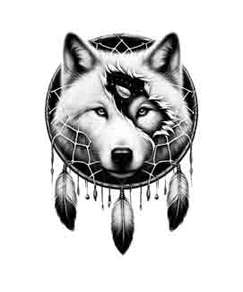 Dreamcatcher Wolf - Digital Art | PNG, JPEG & SVG | Instant Download for Apparel, Décor and Wall Art