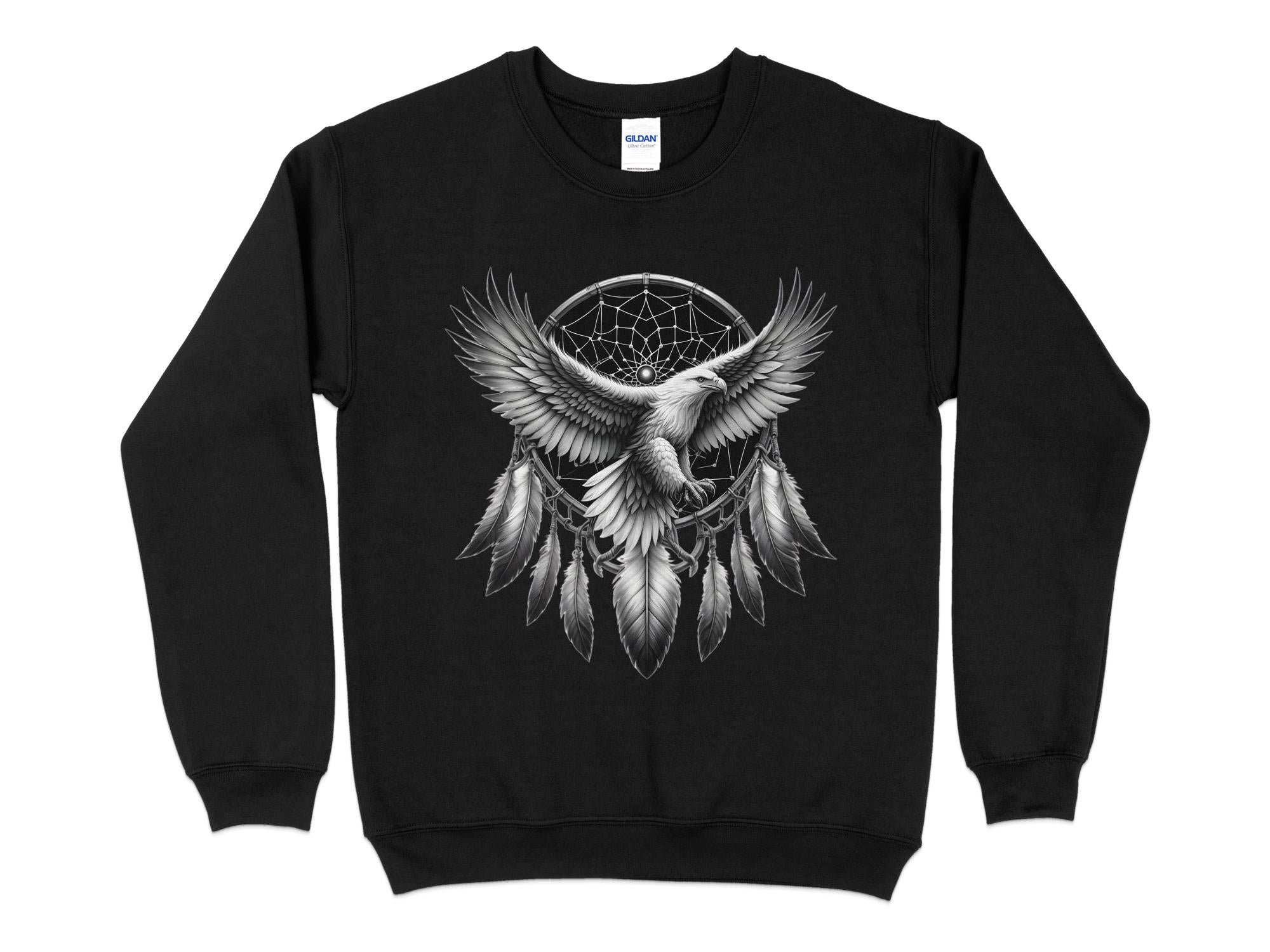 Dreamcatcher Eagle - Coloured Gildan Sweatshirt Realistic Native American Talisman Unisex Mythology Tee Graphic Design