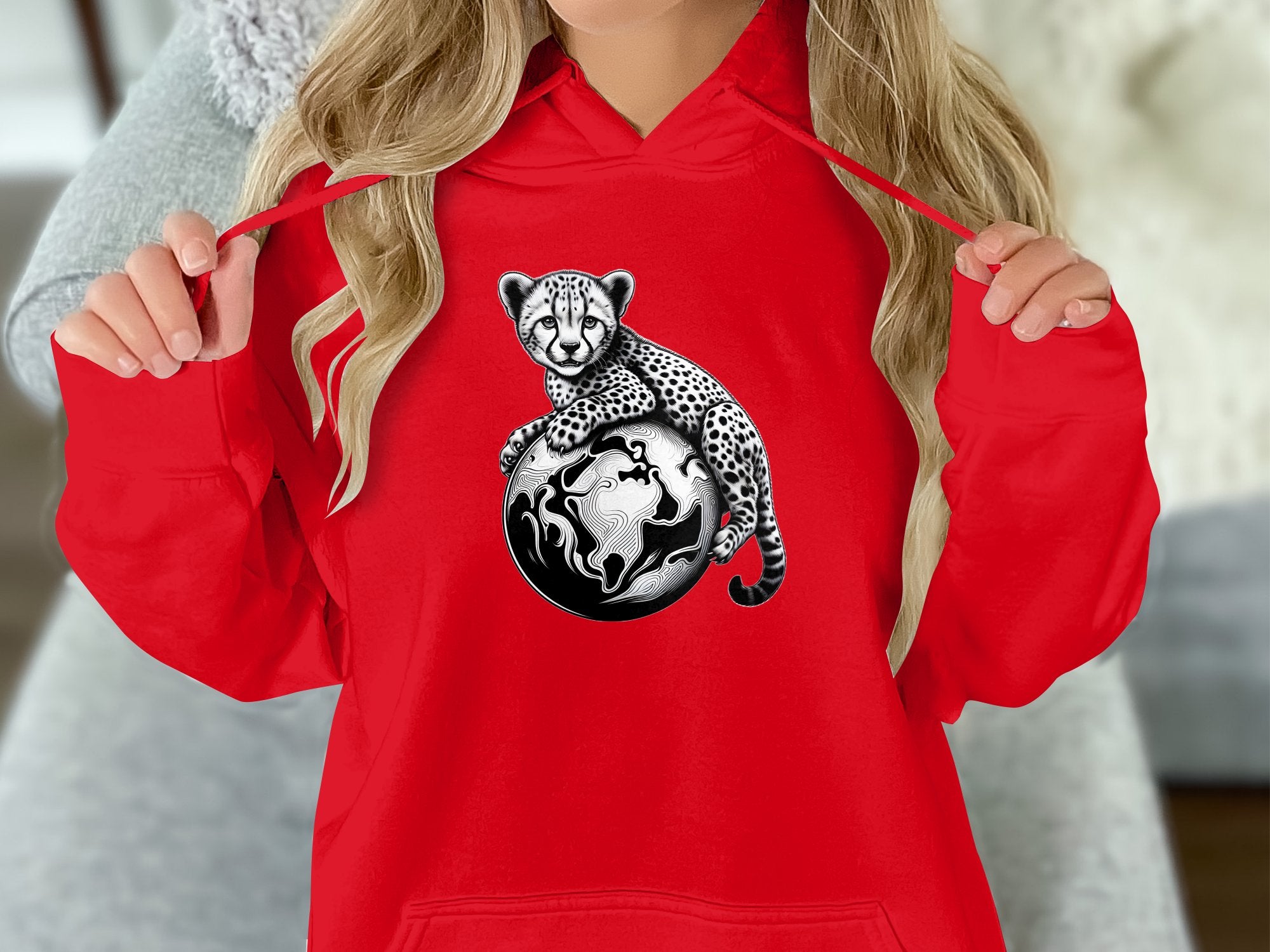 Cheetah World - Coloured Gildan Hoodie Realistic Animal Talisman Unisex Cute Tee Graphic Design