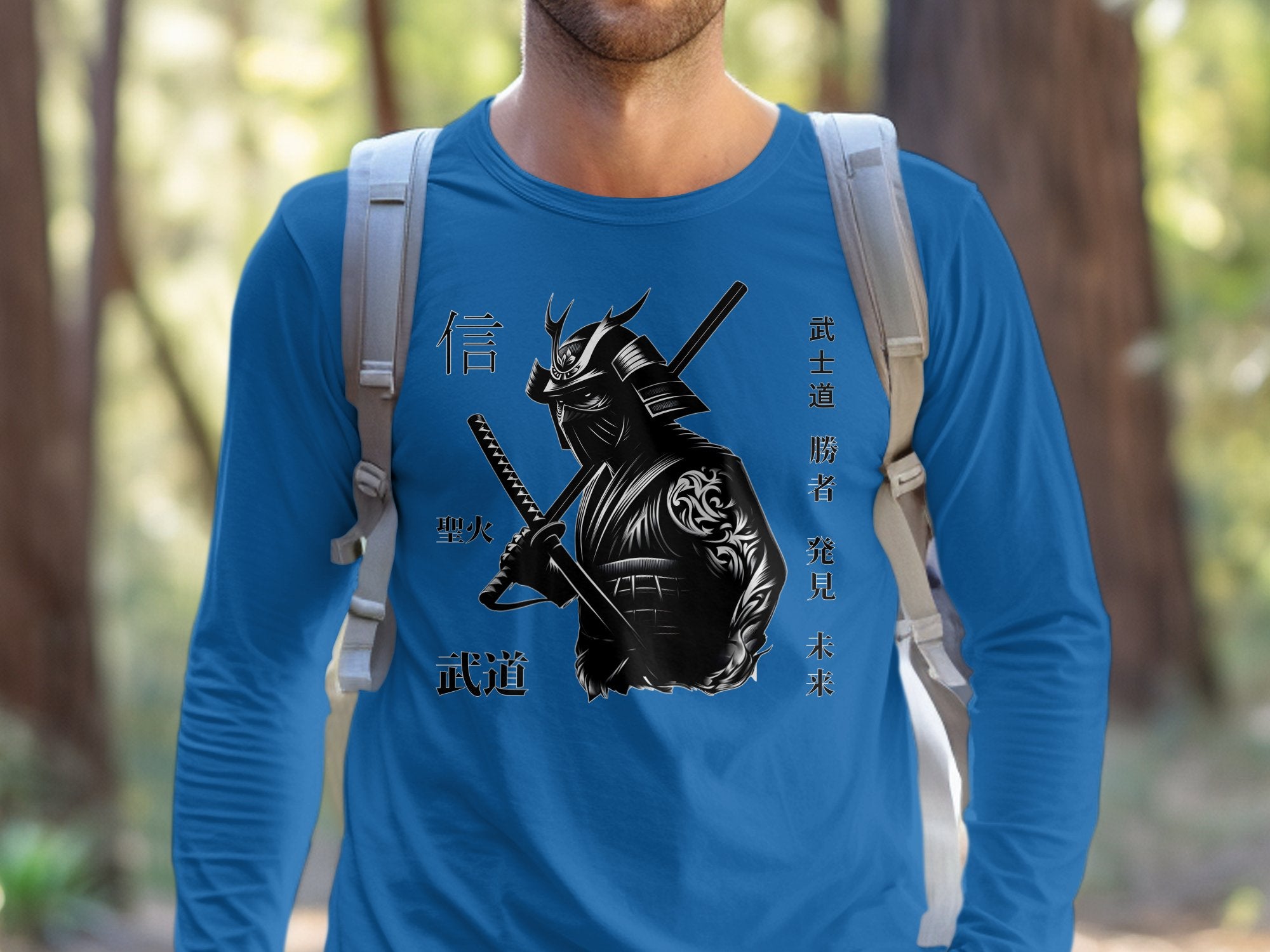 Samurai Ninja - Coloured Gildan Long Sleeve Japanese Talisman Unisex Cultural Symbolic Graphic Design