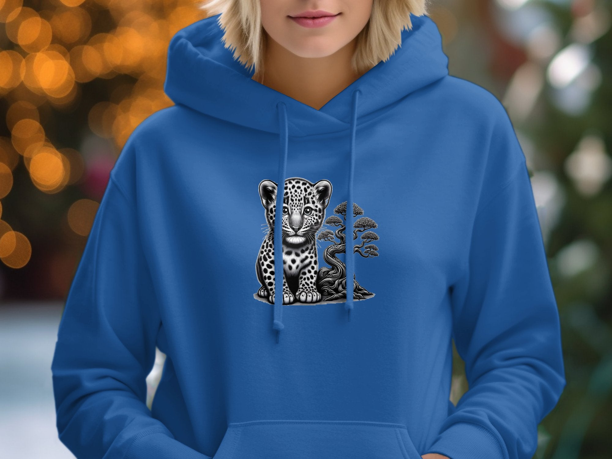 Leopard Bonsai - Coloured Gildan Hoodie Realistic Animal Talisman Unisex Cute Tee Graphic Design