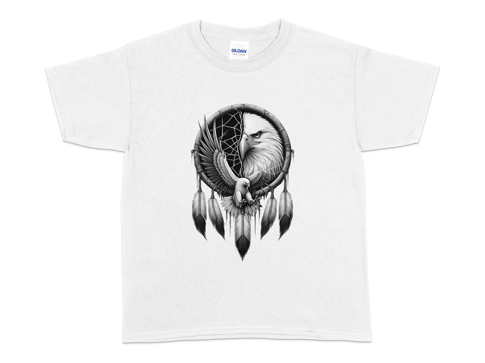 Dreamcatcher Eagle - Coloured Gildan Kids T-Shirt Realistic Native American Talisman Unisex Mythology Tee Graphic Design