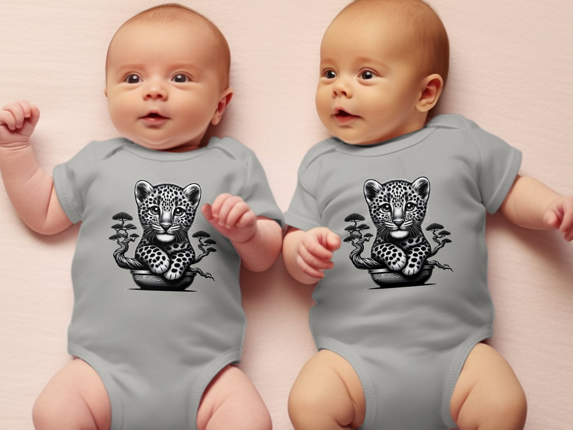 Leopard Bonsai - Coloured Toddler Bodysuit Realistic Animal Talisman Unisex Cute Tee Graphic Design