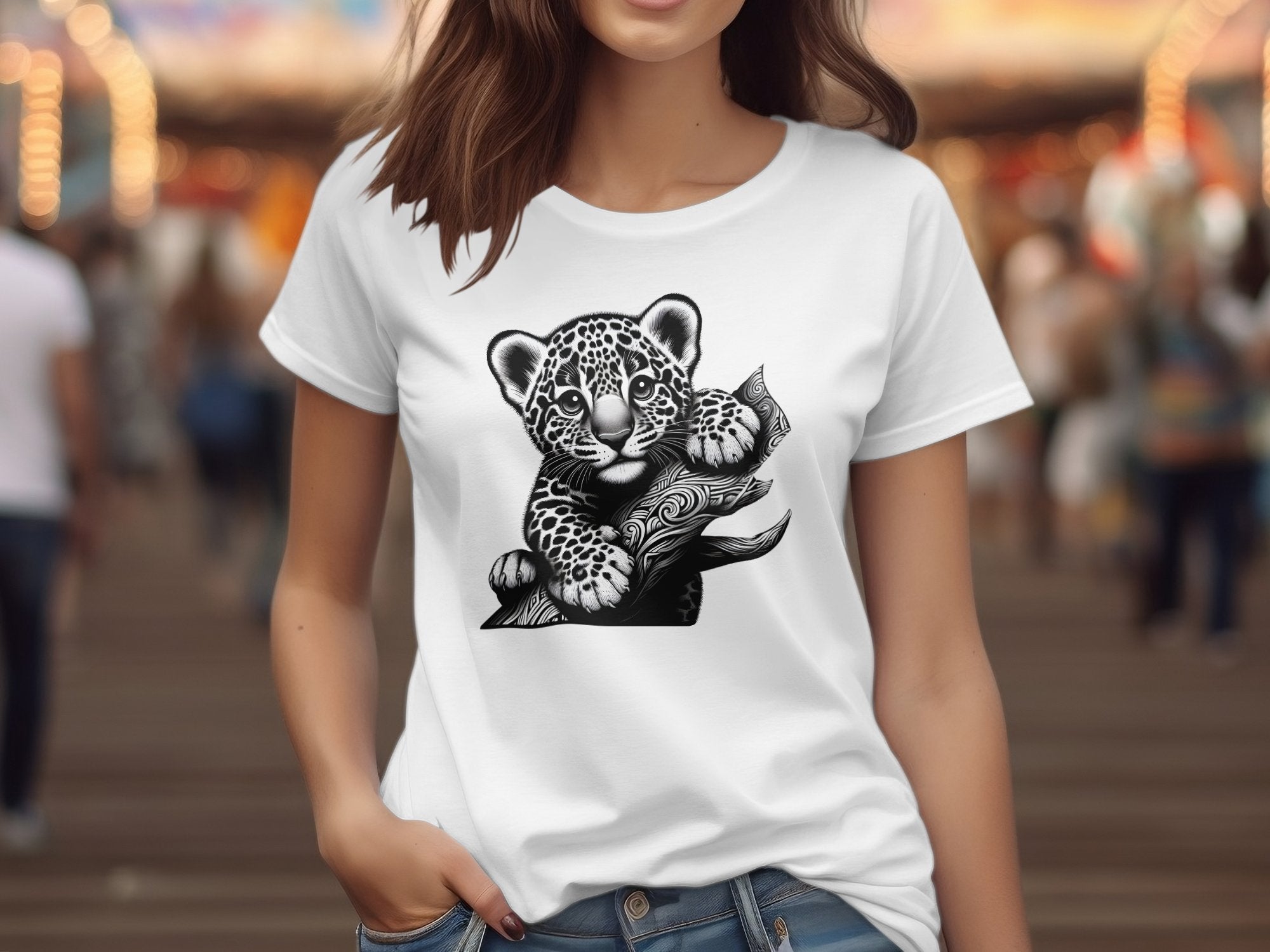 Leopard Bonsai - Coloured Gildan T-Shirt Realistic Animal Talisman Unisex Cute Tee Graphic Design