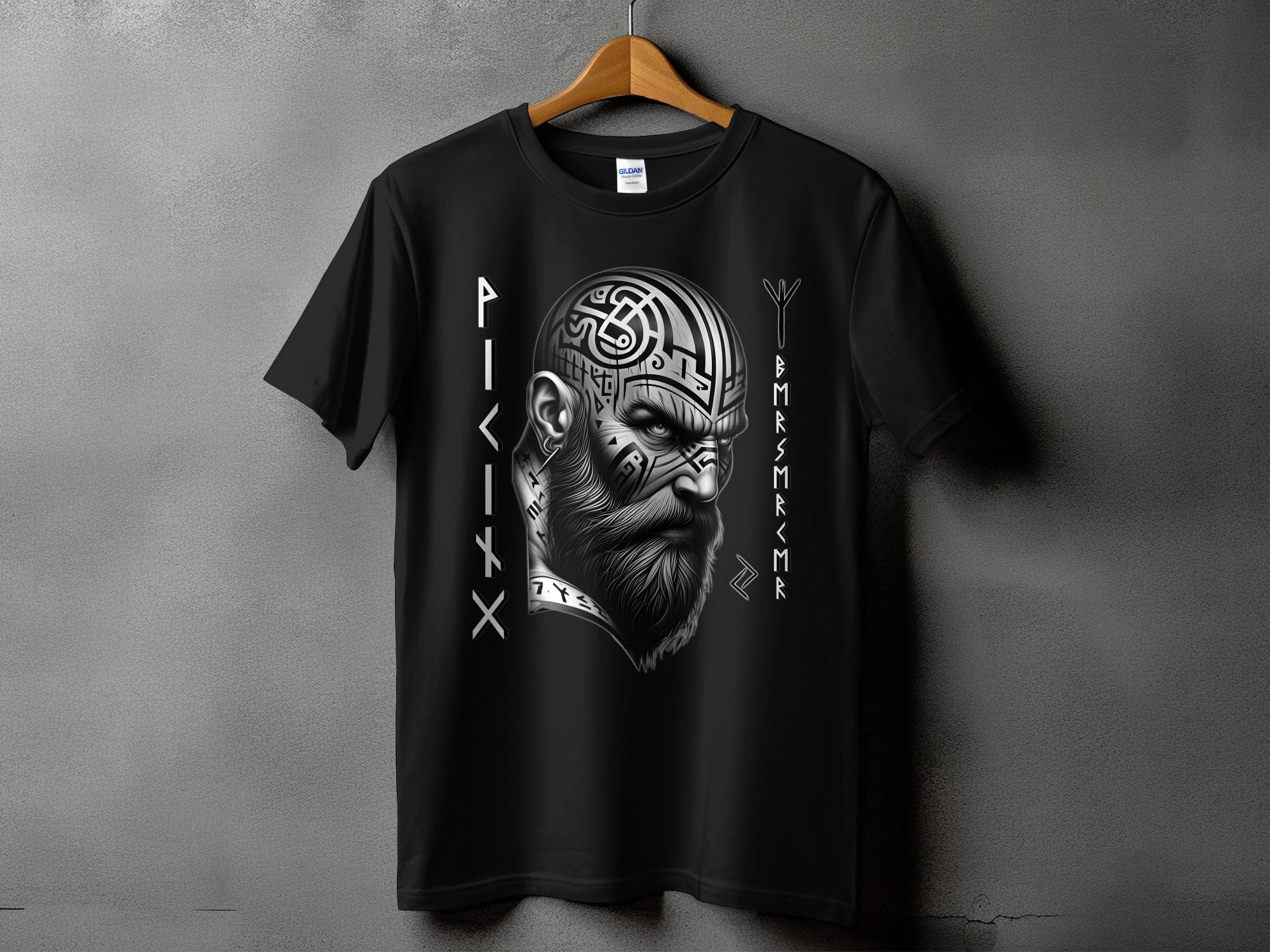 Viking Focus - Coloured Gildan T Shirt Realistic Norse Talisman Men Women Unisex Valhalla Tee Graphic Design