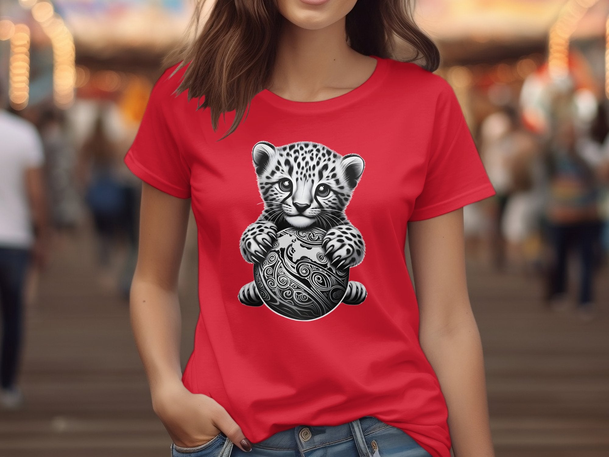 Cheetah World - Coloured Gildan T-Shirt Realistic Animal Talisman Unisex Cute Tee Graphic Design