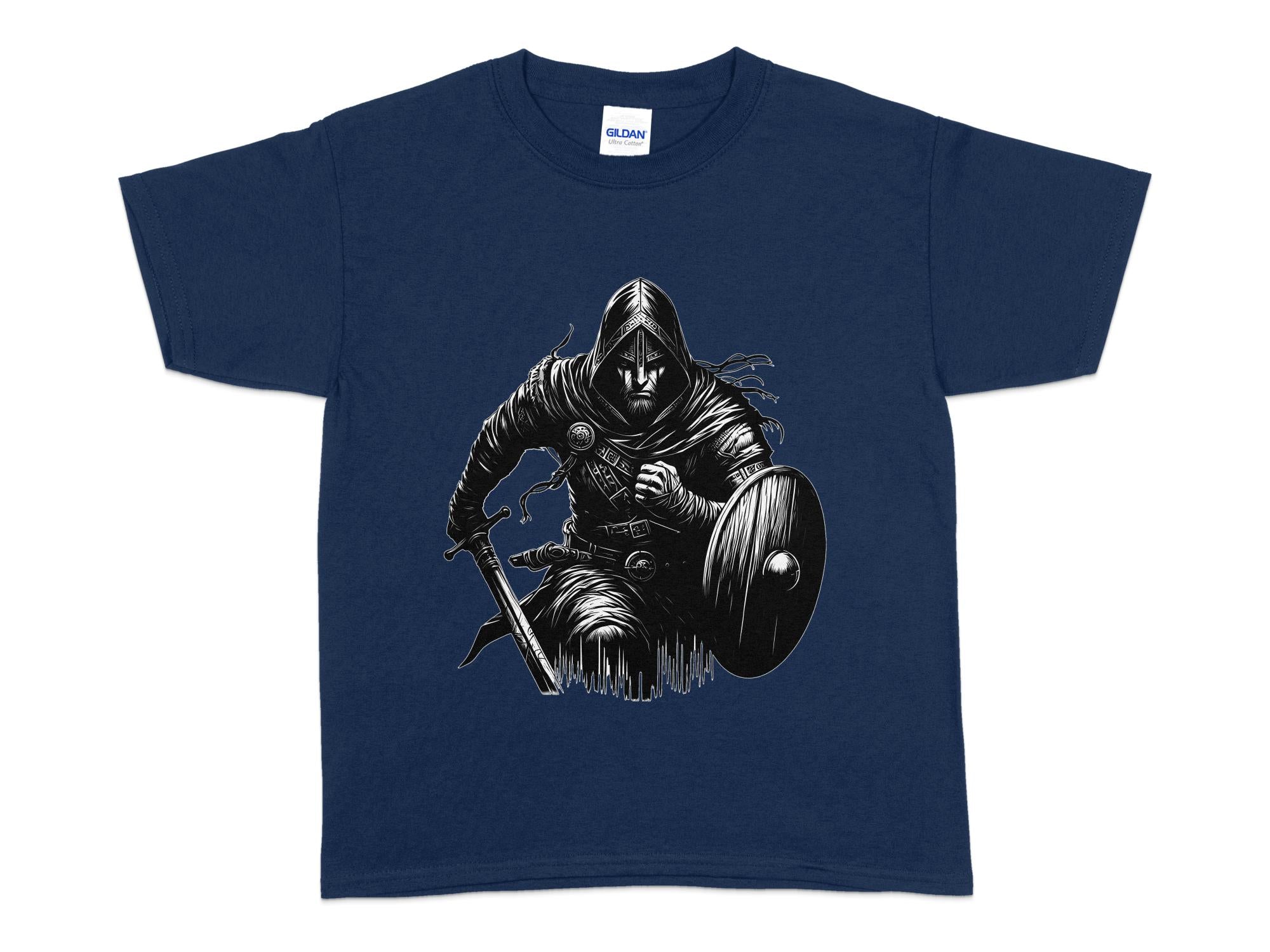 Viking Soldier - Coloured Gildan Kids T Shirt Norse Talisman Unisex Valhalla Tee