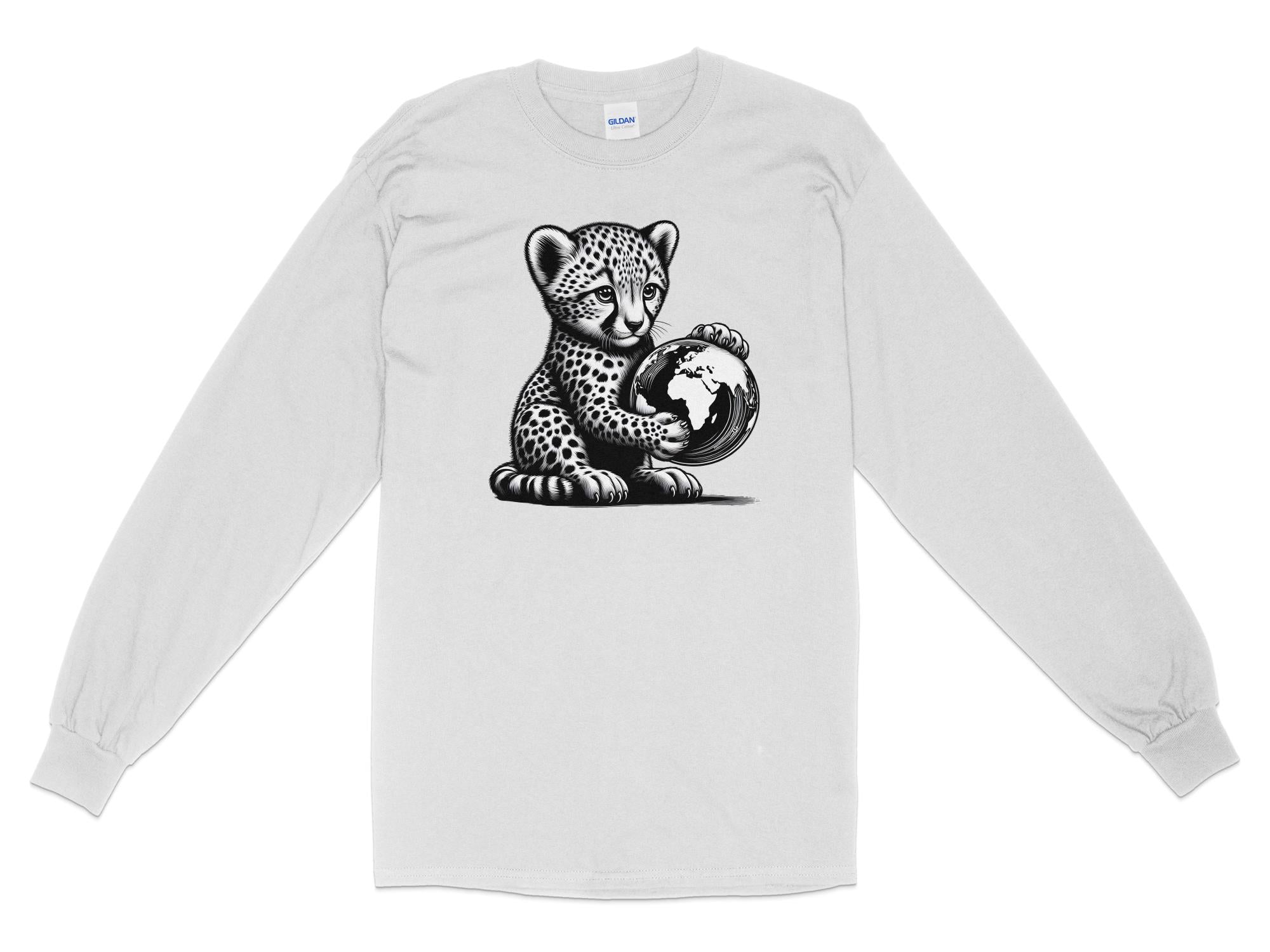 Cheetah World - Coloured Gildan Long Sleeve Realistic Animal Talisman Unisex Cute Tee Graphic Design