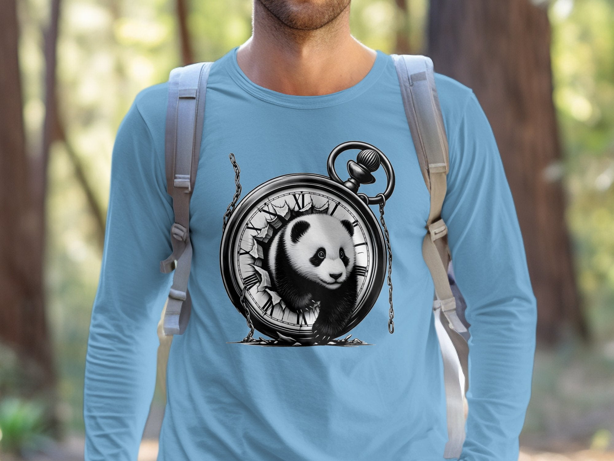 Panda - Coloured Gildan Long Sleeve Realistic Animal Talisman Unisex Cute Tee Graphic Design