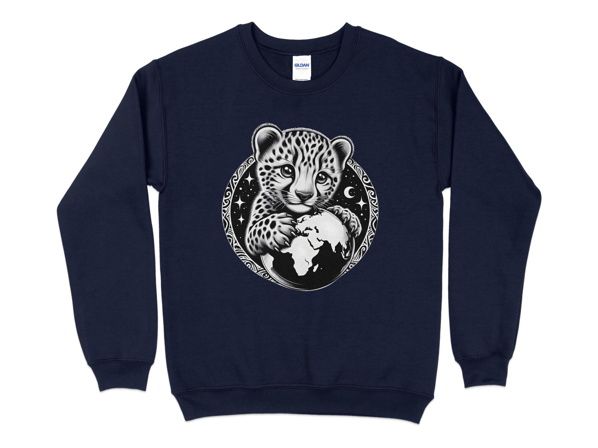 Cheetah World - Coloured Gildan Sweatshirt Realistic Animal Talisman Unisex Cute Tee Graphic Design