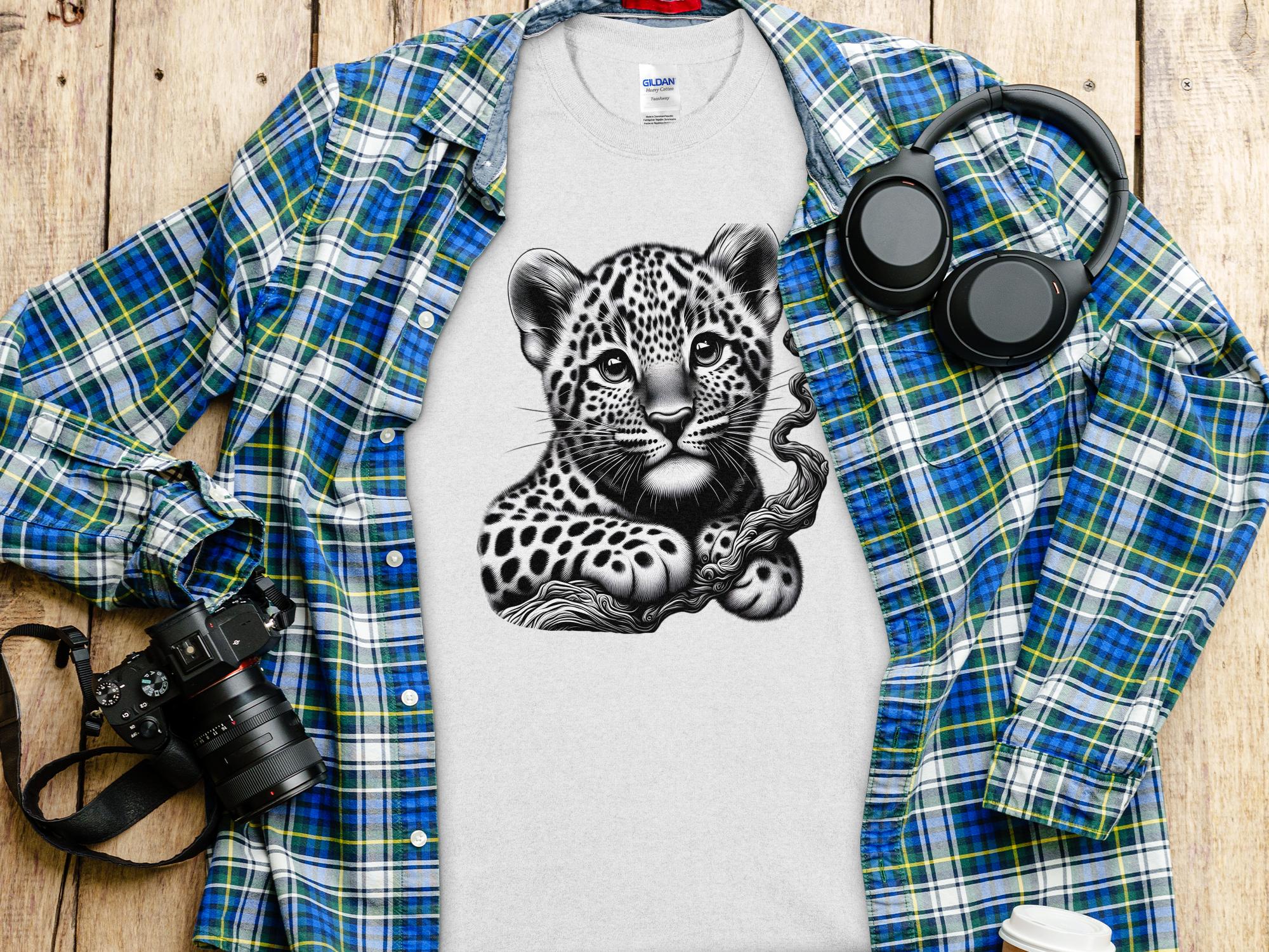 Leopard Bonsai - Coloured Gildan T-Shirt Realistic Animal Talisman Unisex Cute Tee Graphic Design