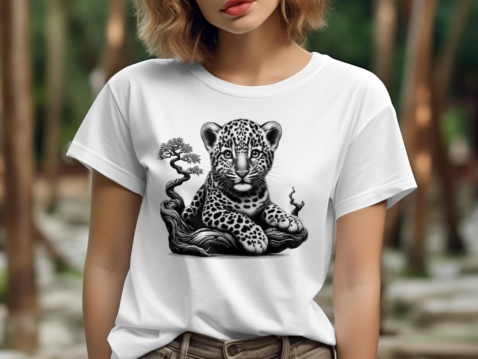 Leopard Bonsai - Coloured Gildan T-Shirt Realistic Animal Talisman Unisex Cute Tee Graphic Design