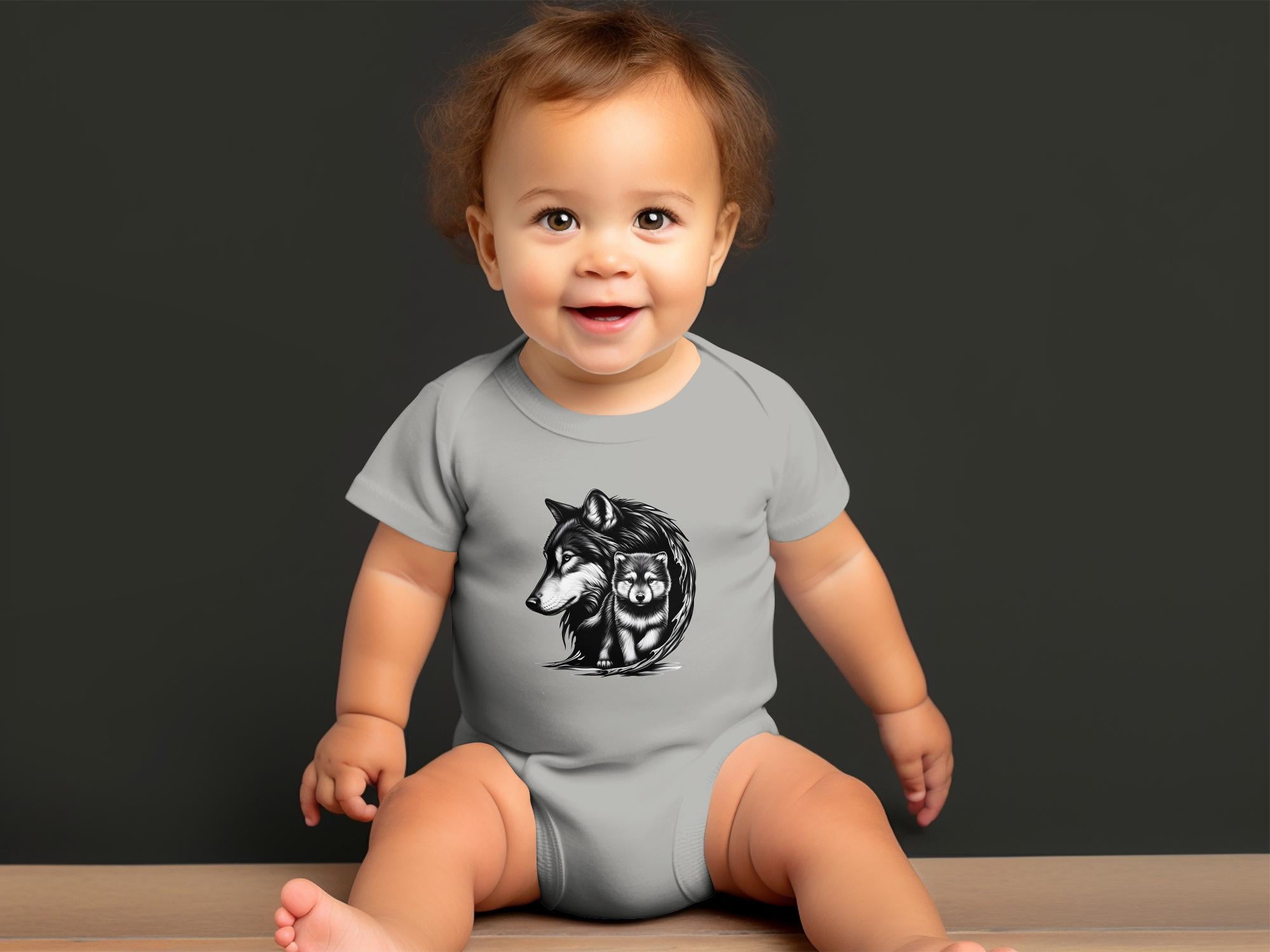 Wolf Mother and Cub - Coloured Toddler Bodysuit Family Talisman Unisex Tee Graphic Design