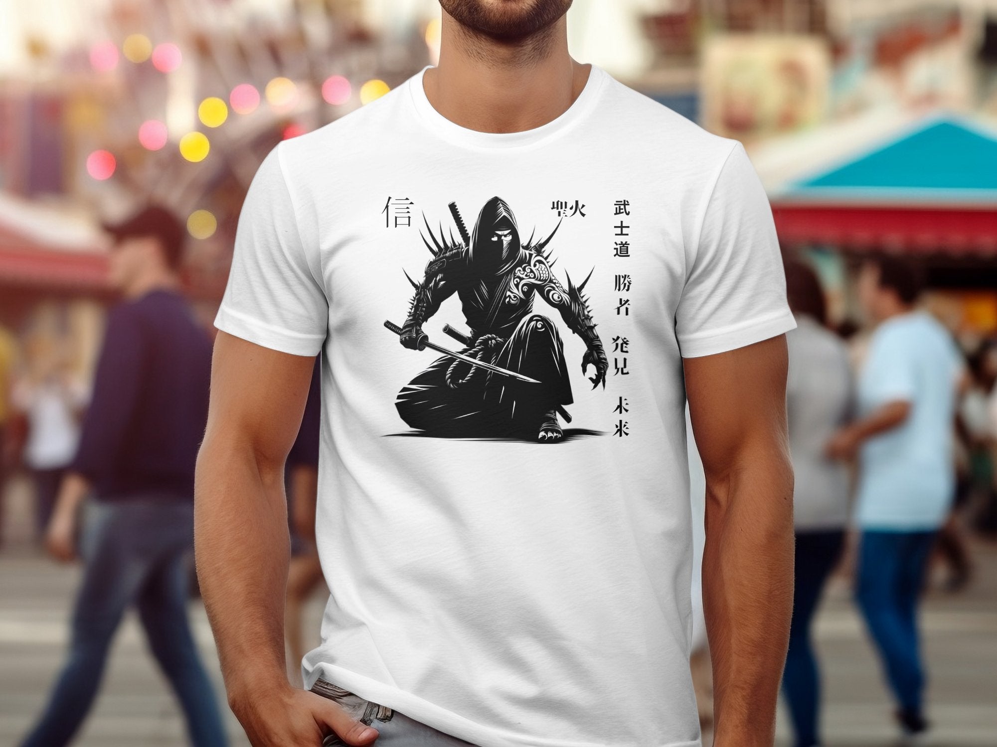 Samurai Ninja - Coloured Gildan T-Shirt Japanese Talisman Unisex Cultural Symbolic Graphic Design