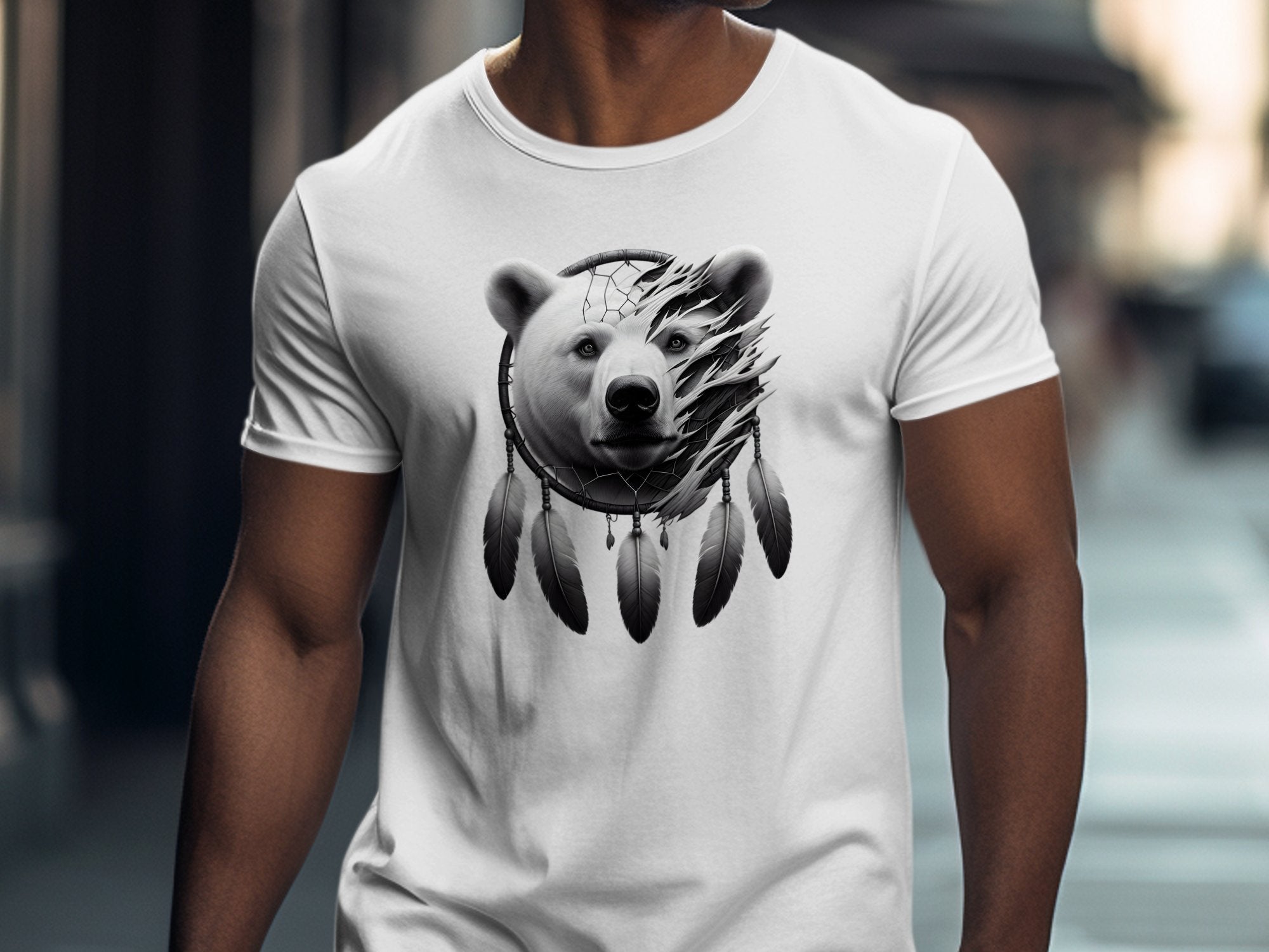 Dreamcatcher Bear - Coloured Gildan T-Shirt Realistic Native American Talisman Unisex Mythology Tee Graphic Design