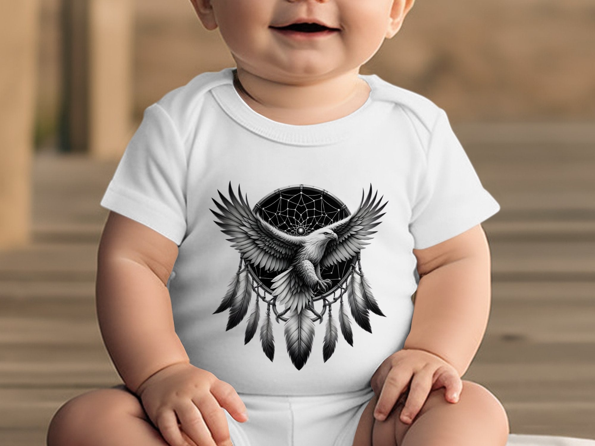 Dreamcatcher Eagle - Coloured Toddler Bodysuit Realistic Native American Talisman Unisex Mythology Tee Graphic Design