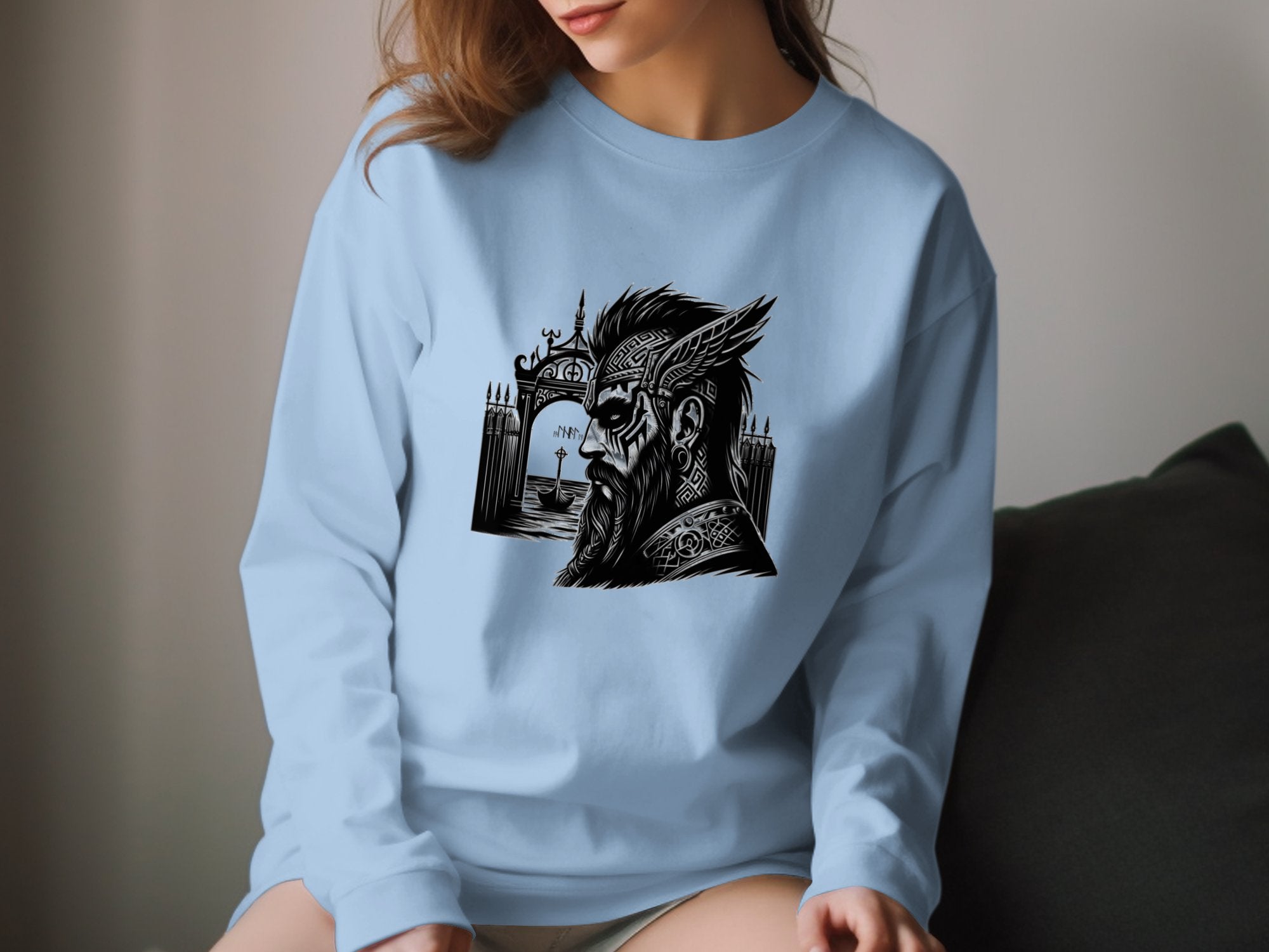 Viking Acceptance - Coloured Gildan Long Sleeve Realistic Norse Talisman Men Women Unisex Valhalla Tee Graphic Design