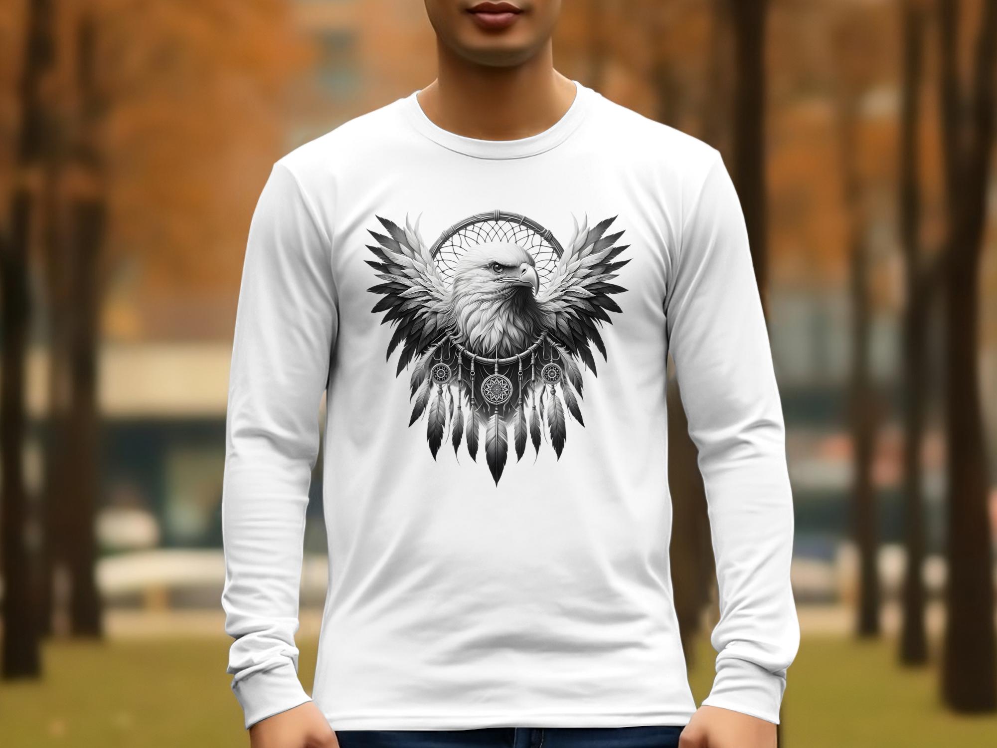 Dreamcatcher Eagle - Coloured Gildan Long Sleeve Realistic Native American Talisman Unisex Mythology Tee Graphic Design