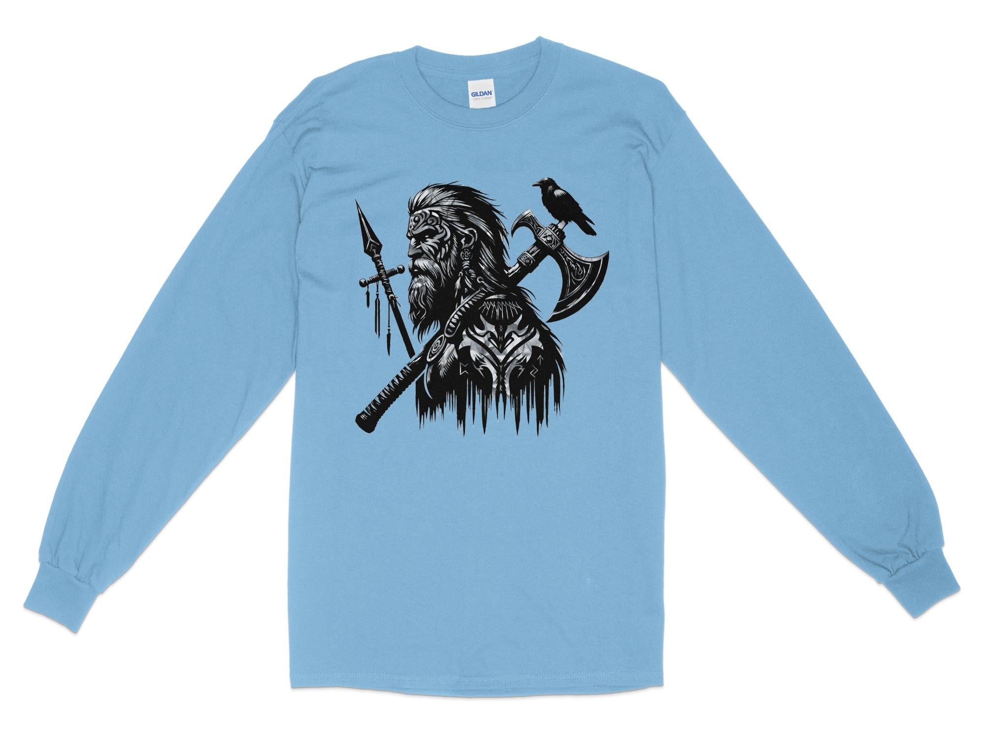 Viking Courage - Coloured Gildan Long Sleeve Norse Talisman Men Women Unisex Valhalla Tee