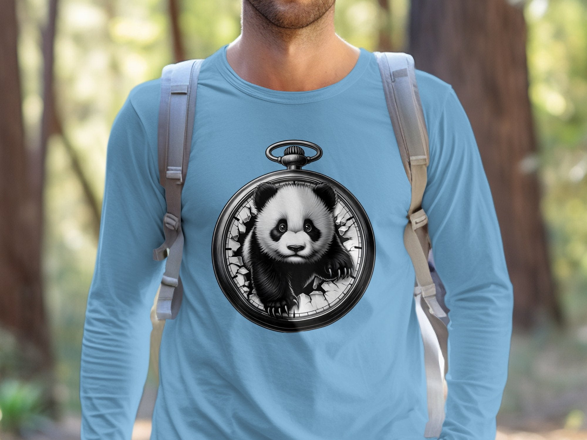 Panda - Coloured Gildan Long Sleeve Realistic Animal Talisman Unisex Cute Tee Graphic Design