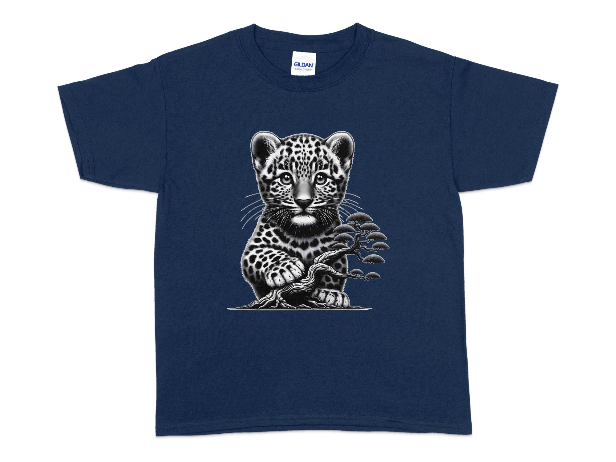 Leopard Bonsai - Coloured Gildan Kids T-Shirt Realistic Animal Talisman Unisex Cute Tee Graphic Design