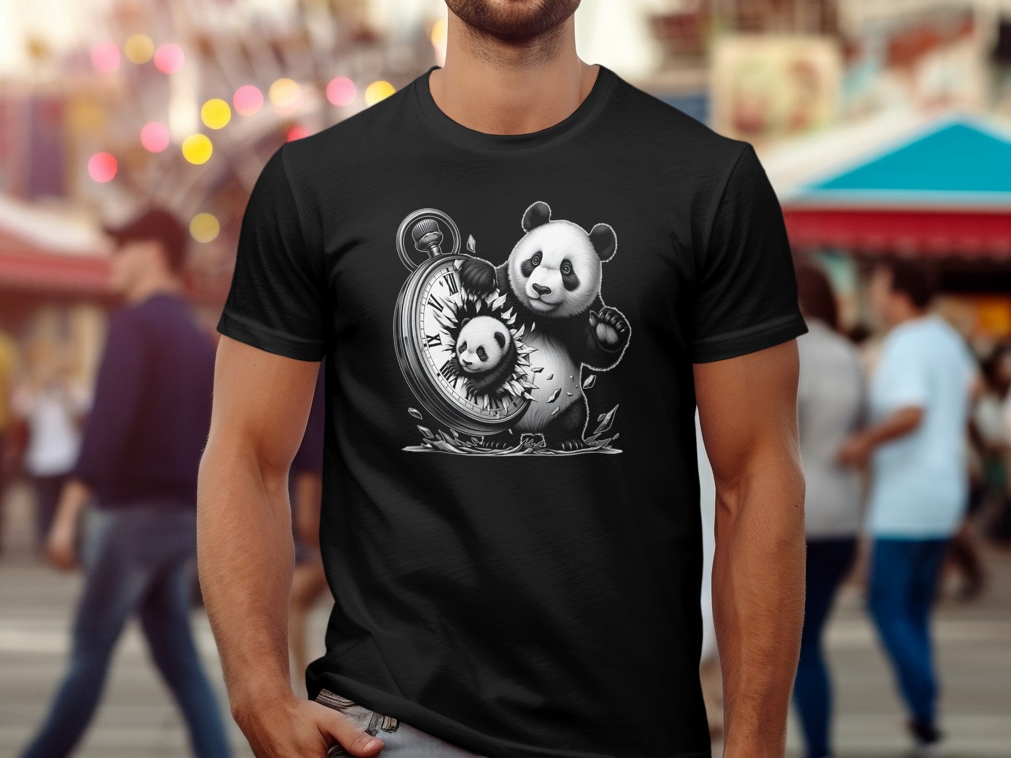 Panda - Coloured Gildan T-Shirt Realistic Animal Talisman Unisex Cute Tee Graphic Design