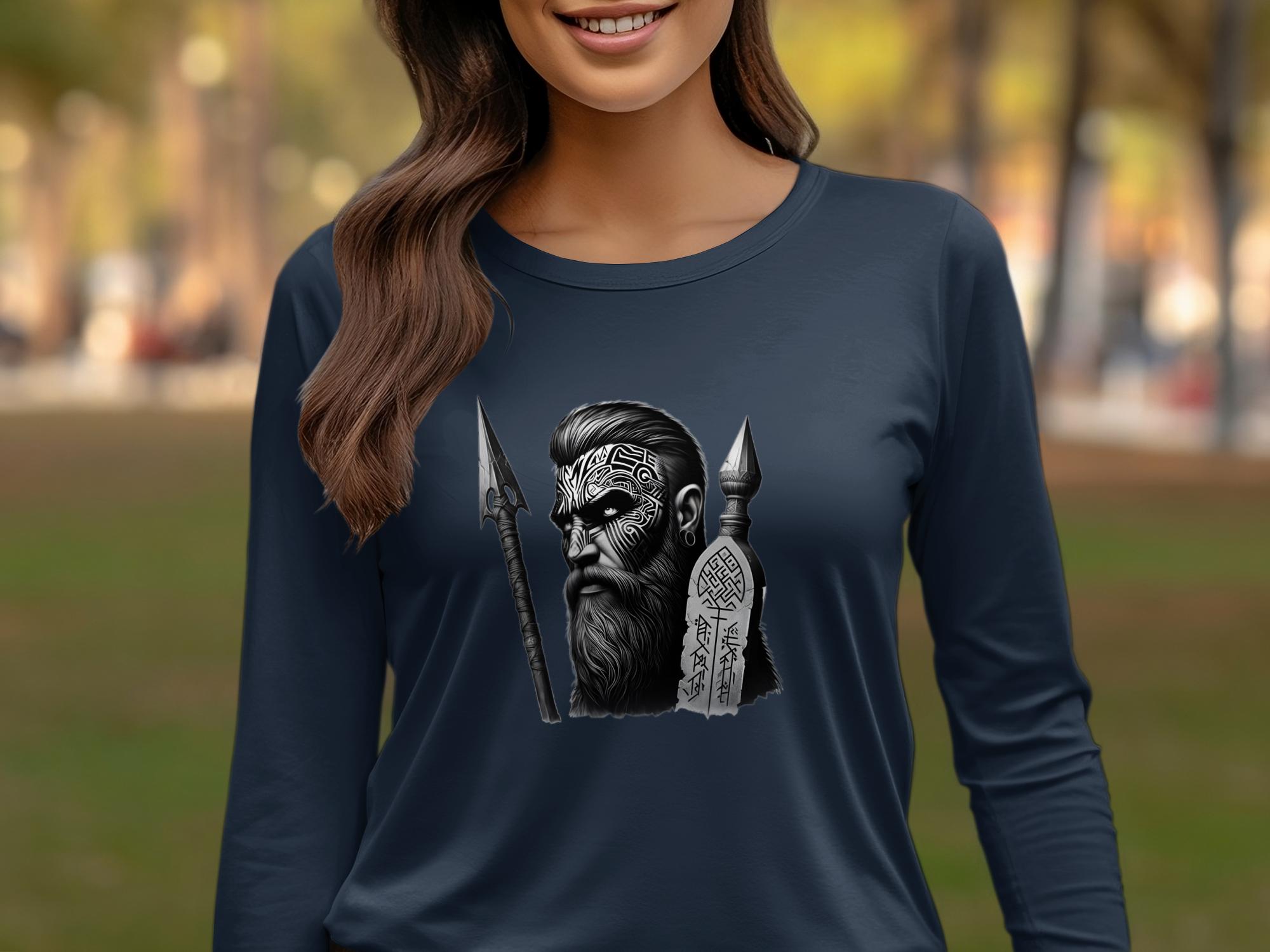 Viking Tenacity - Coloured Gildan Long Sleeve Realistic Norse Talisman Men Women Unisex Valhalla Tee Graphic Design