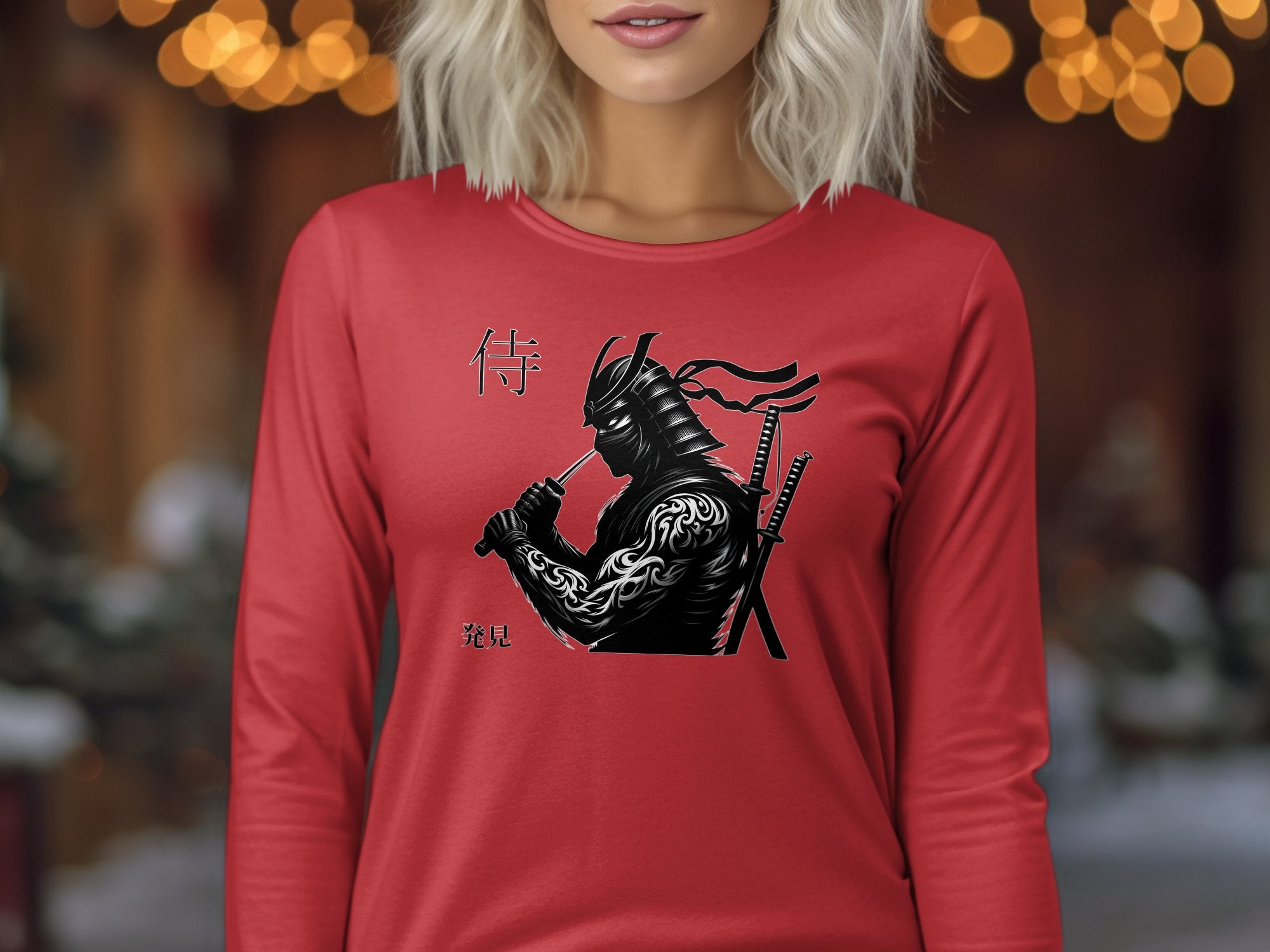 Samurai Ninja - Coloured Gildan Long Sleeve Japanese Talisman Unisex Cultural Symbolic Graphic Design