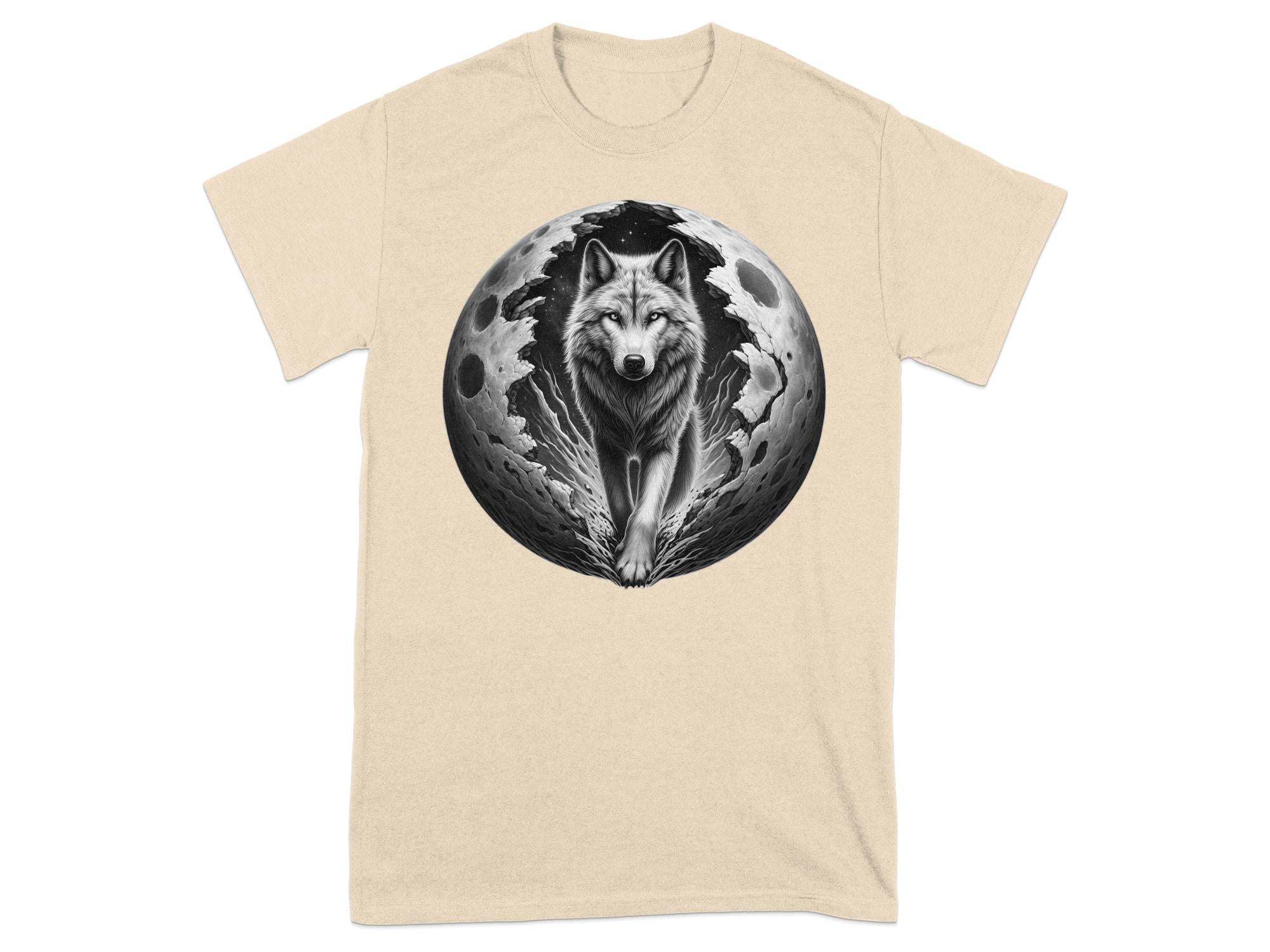 Moon Wolf - Coloured Gildan T-Shirt Realistic Animal Talisman Unisex Mythology Tee Graphic Design