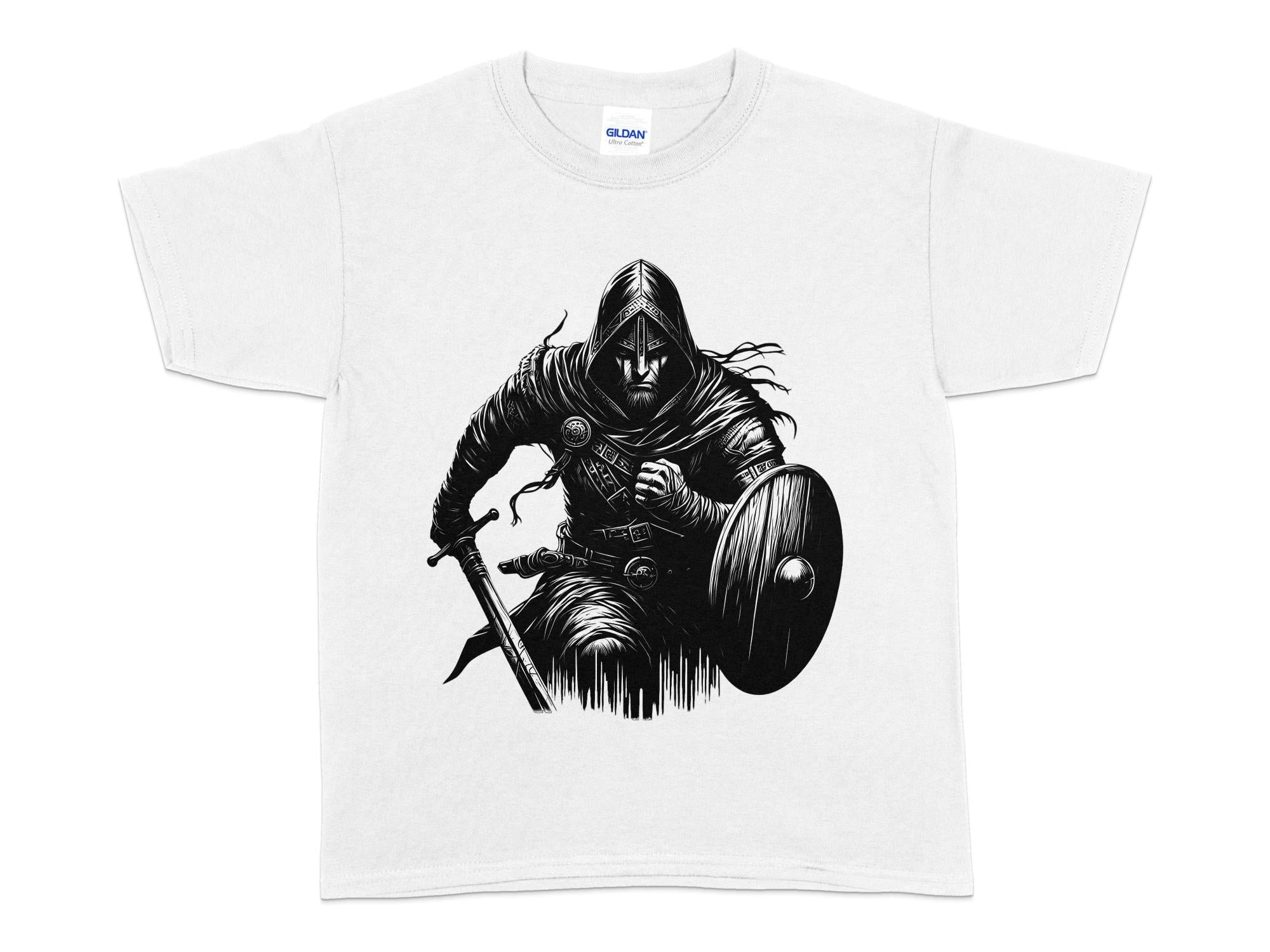 Viking Soldier - Coloured Gildan Kids T Shirt Norse Talisman Unisex Valhalla Tee