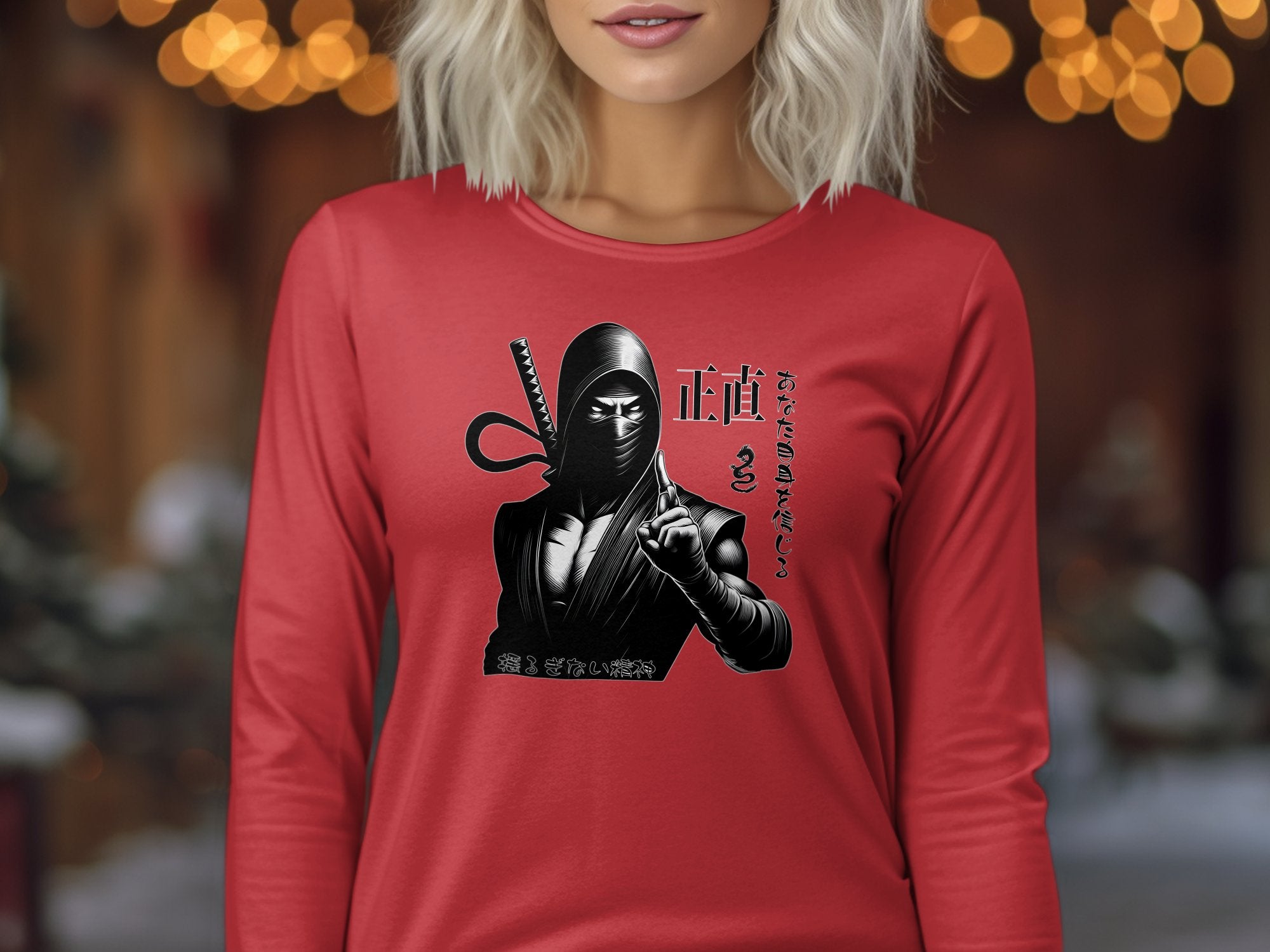 Samurai Ninja - Coloured Gildan Long Sleeve Japanese Talisman Unisex Cultural Symbolic Graphic Design